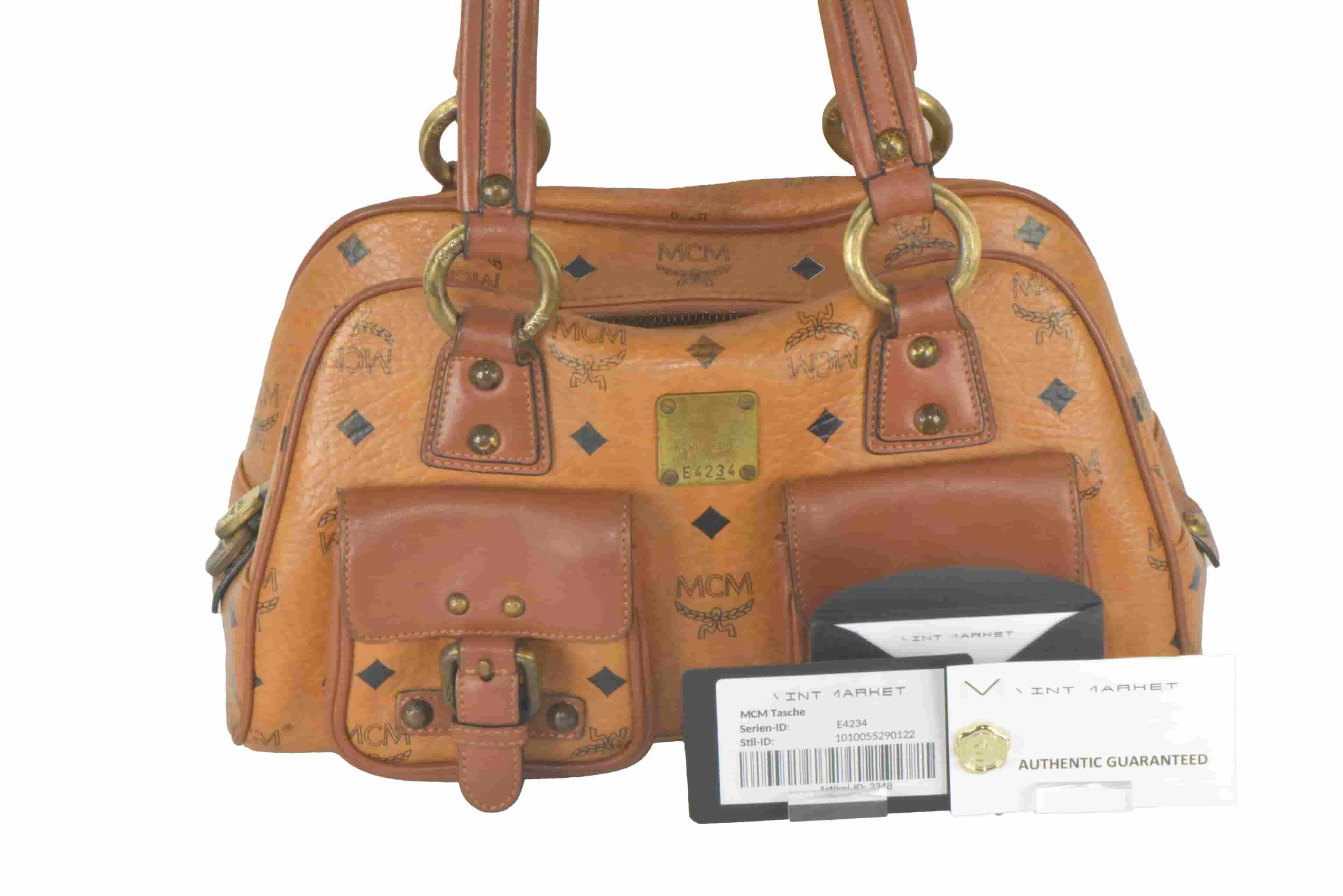 ✅MCM TASCHE HANDTASCHE SHOPPER LEDER COGNAC 2248