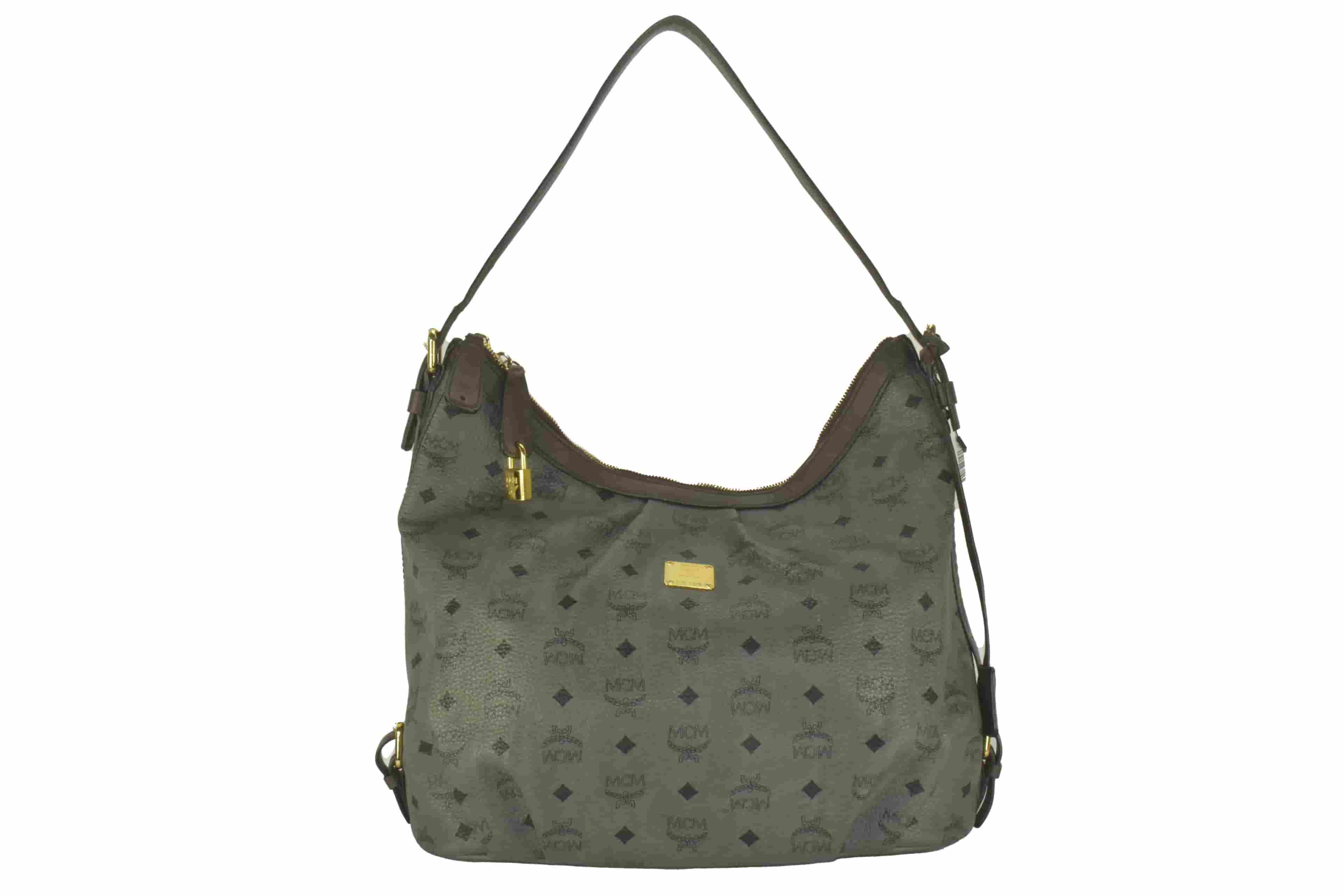 ✅MCM SCHULTERTASCHE LEDER HOBO LEDERTASCHE TASCHE ANTHRAZIT 1643