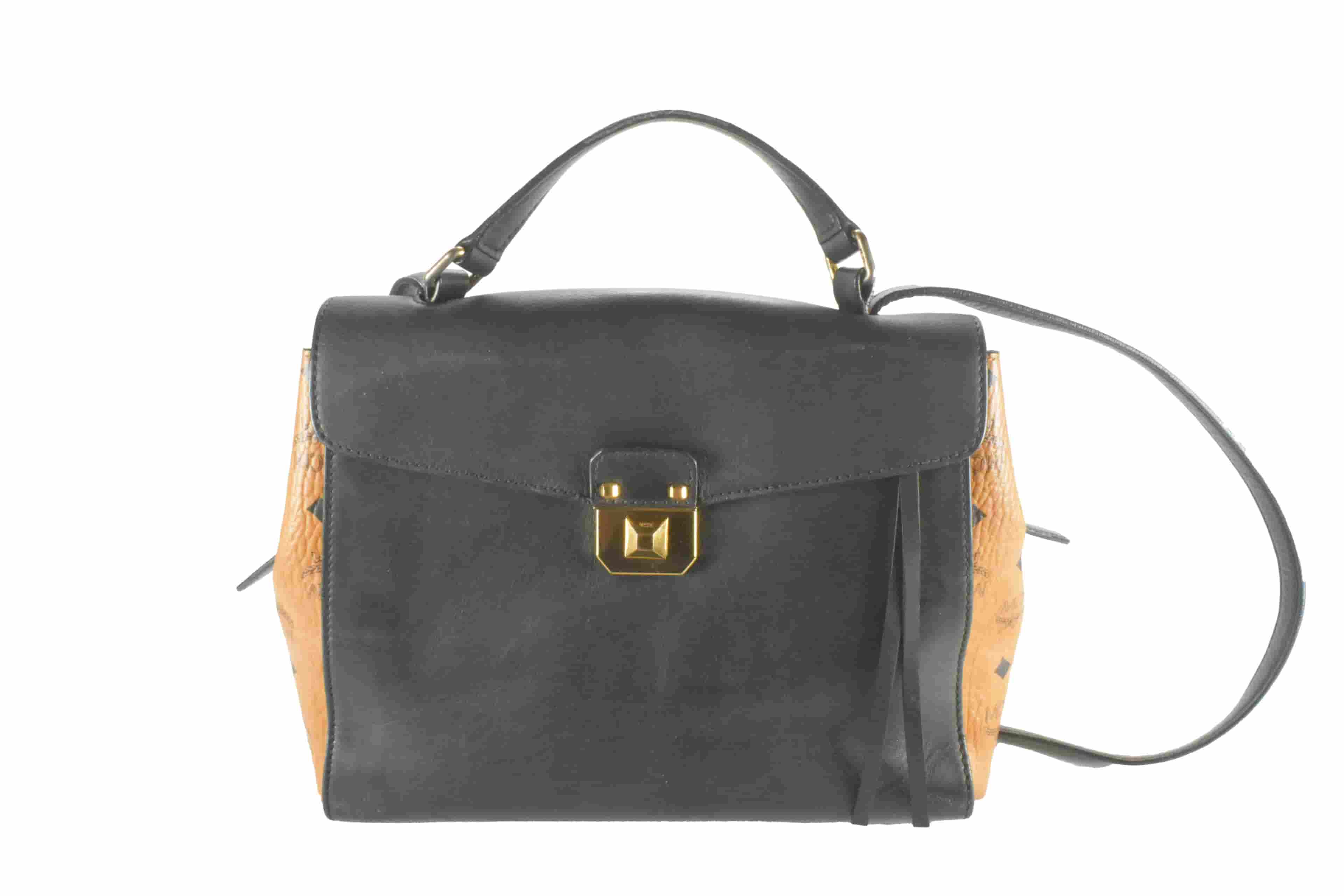 MCM UMHÄNGETASCHE SCHULTERTASCHE TASCHE SCHWARZ LEDER 3045