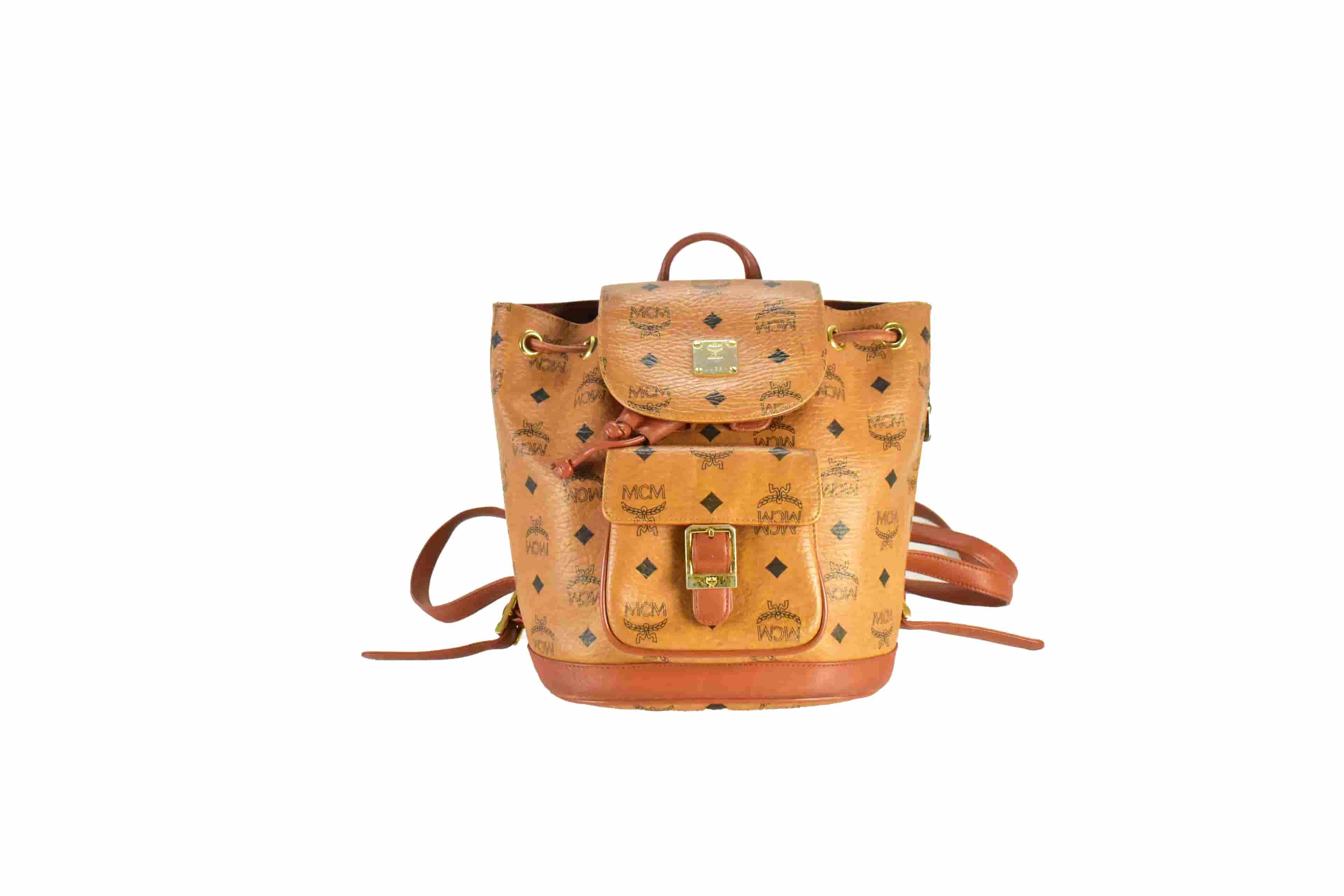 MCM RUCKSACK TASCHE vintmarket.de LEDERRUCKSACK LEDER COGNAC 4176
