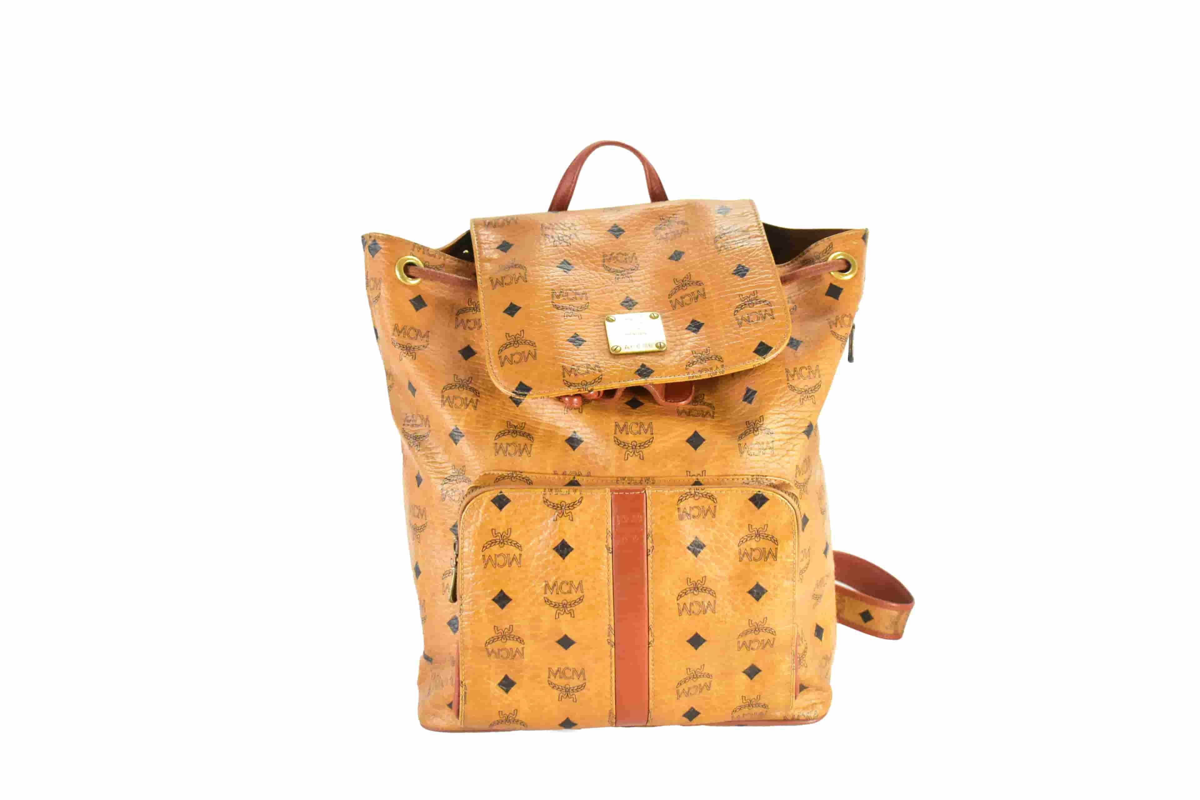 MCM RUCKSACK TASCHE vintmarket.de LEDERRUCKSACK LEDER COGNAC 4175