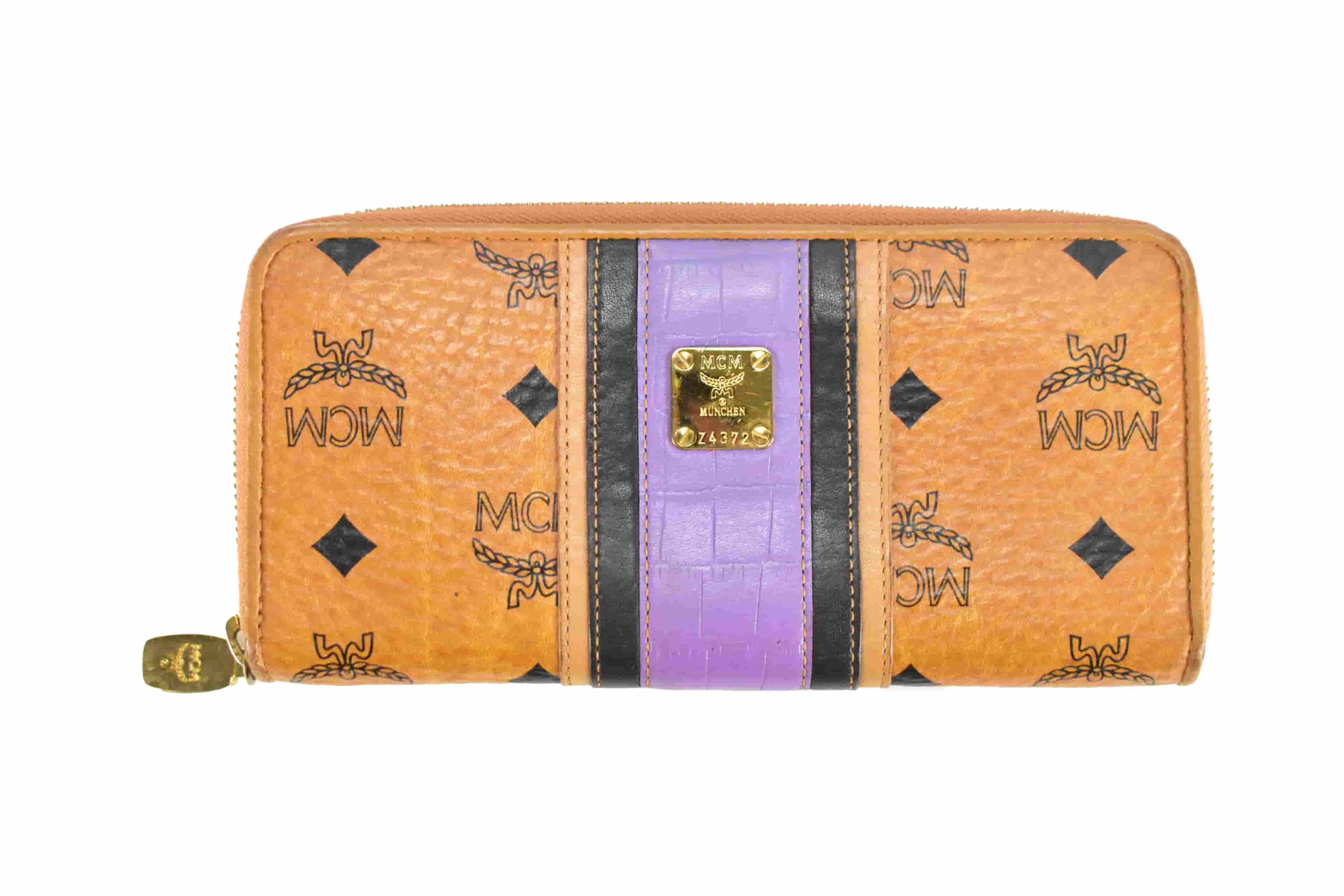 MCM GELDBEUTEL vintmarket.de PORTMONEE GELDBÖRSE COGNAC LILA 4220