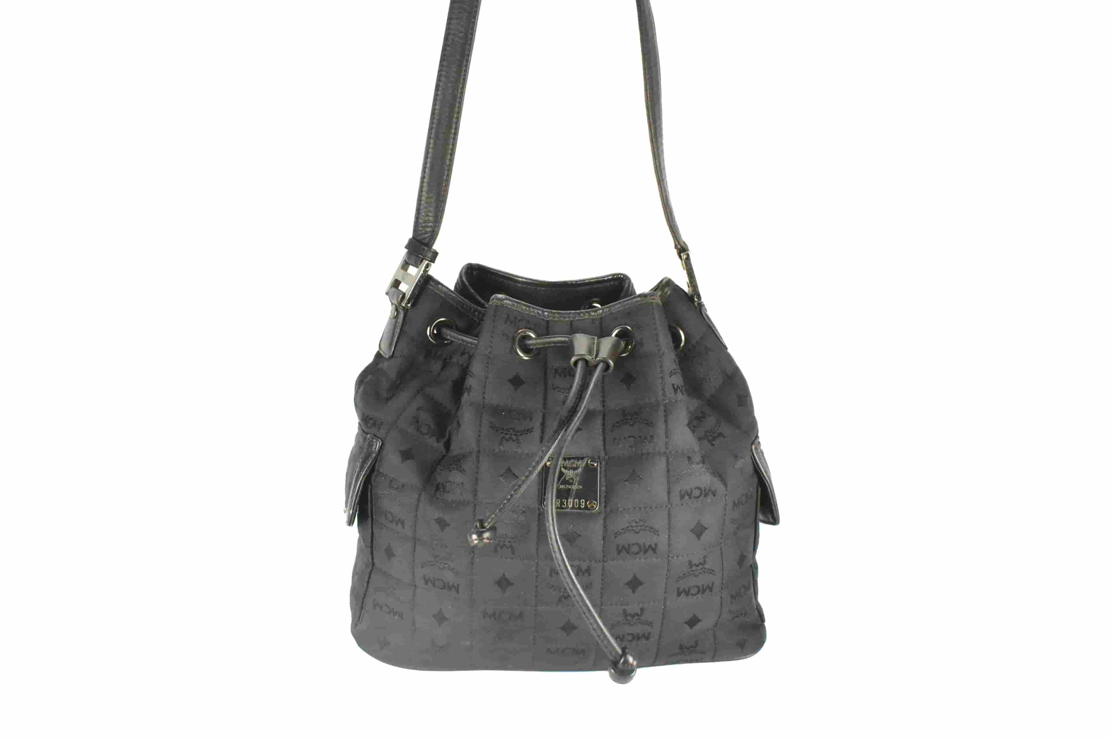 ✅MCM TASCHE SCHULTERTASCHE BEUTELTASCHE SCHWARZ LEDER 4237