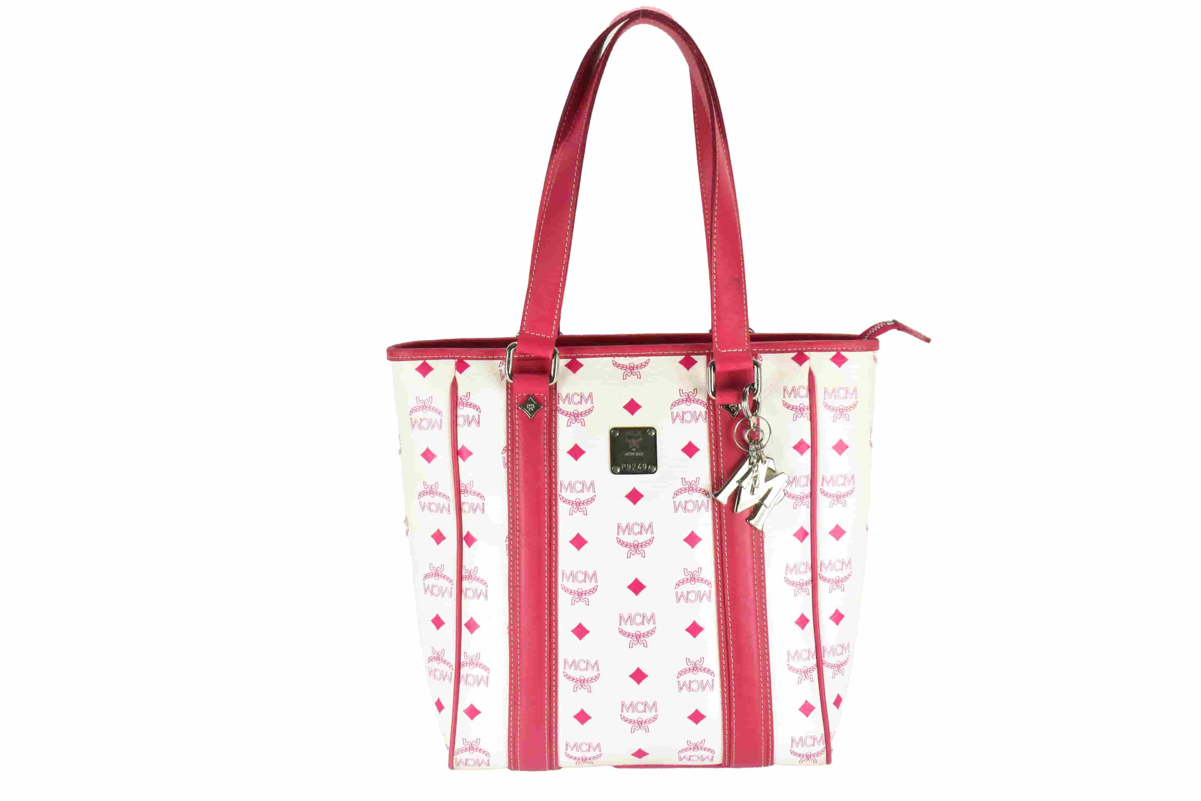 ✅MCM CROSSBODY TASCHE vintmarket.de UMHÄNGETASCHE WEIß ROT 4257