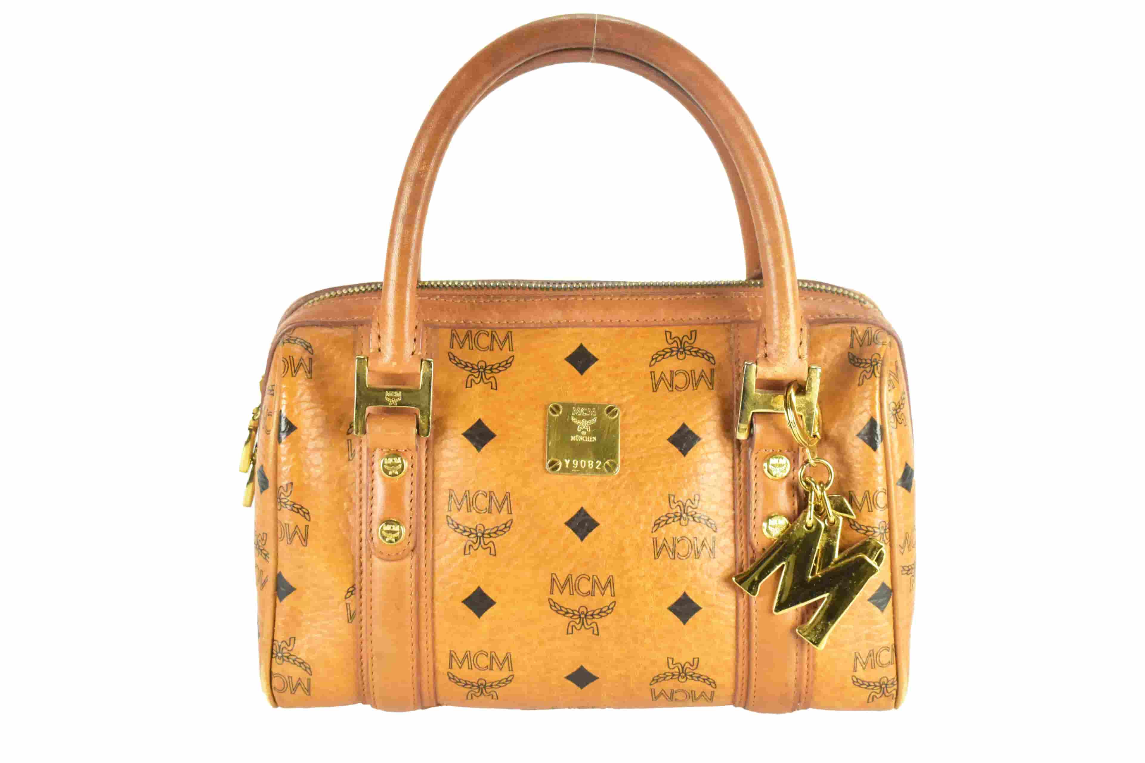 MCM TASCHE vintmarket.de HANDTASCHE BOSTON LEDER COGNAC 4466