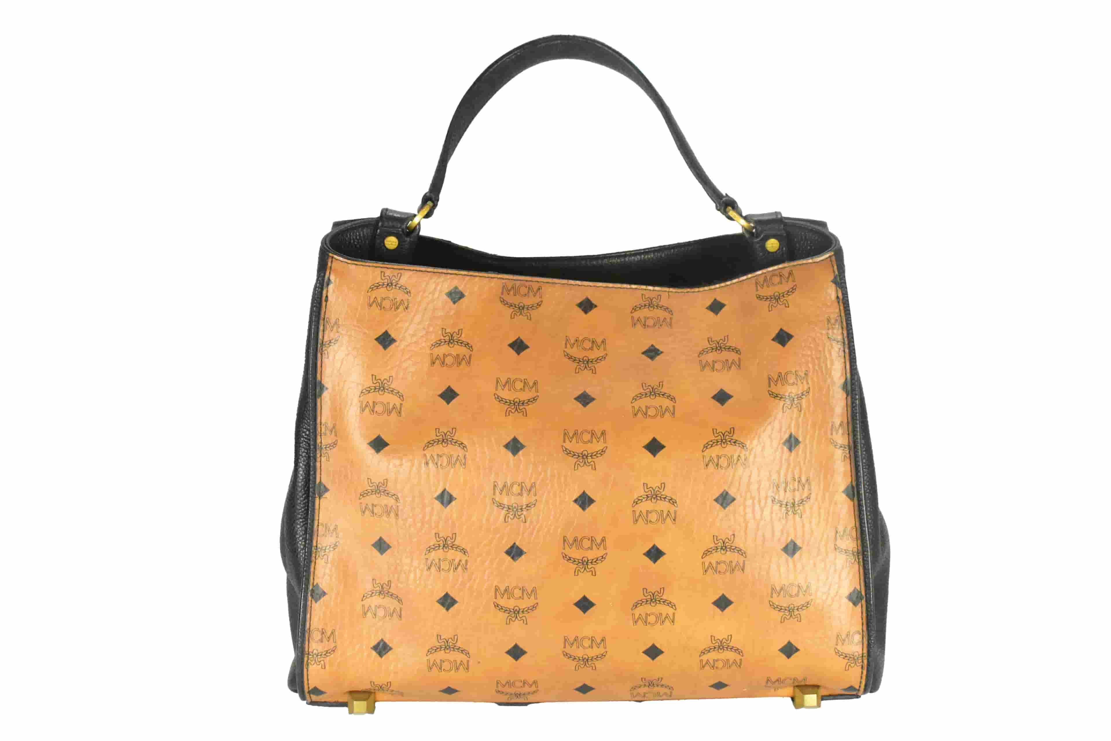 MCM SCHULTERTASCHE CROSSBODY vintmarket.de LEDER COGNAC 4492
