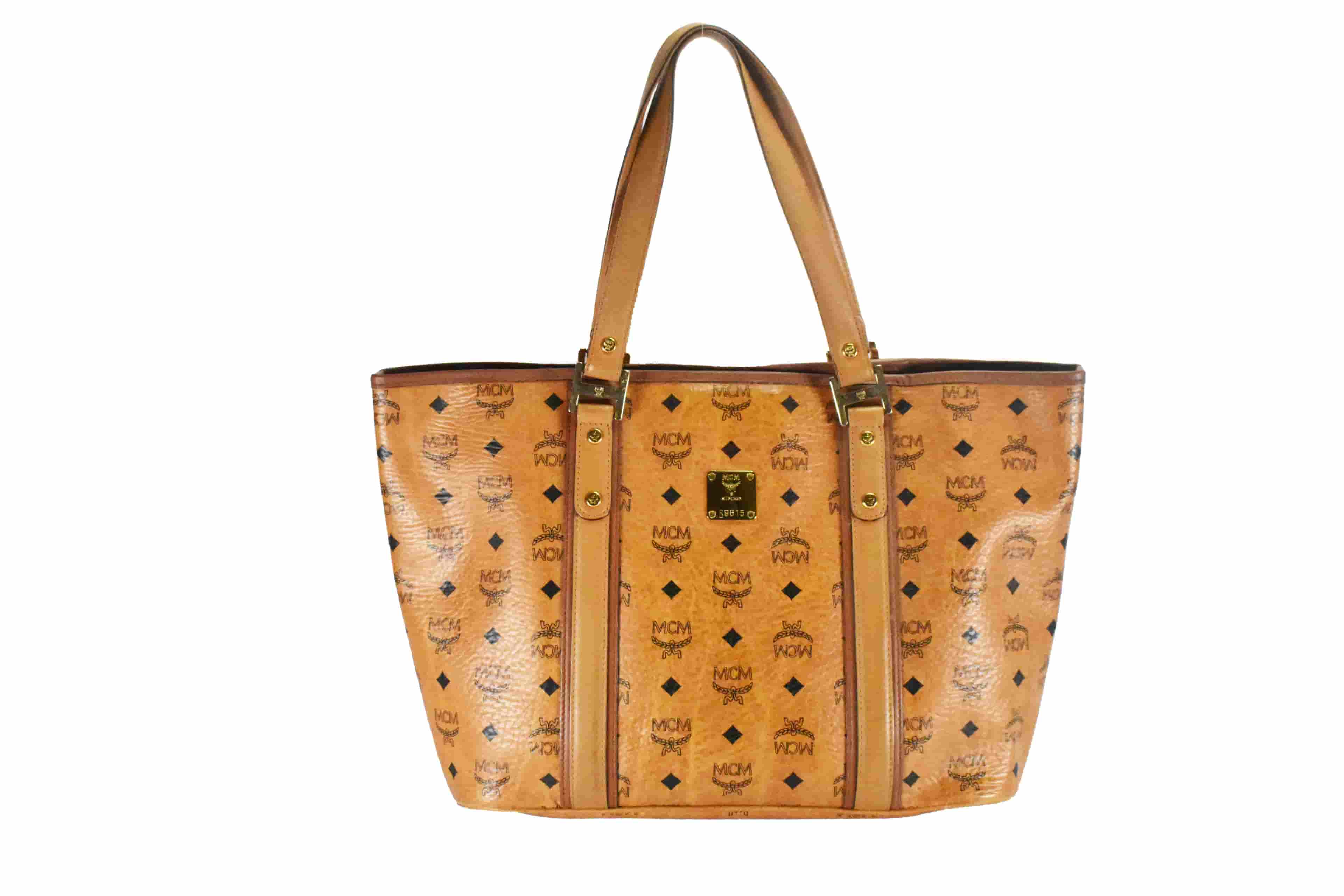 MCM SHOPPER MEDIUM vintmarket.de SCHULTERTASCHE COGNAC GOLD 4516