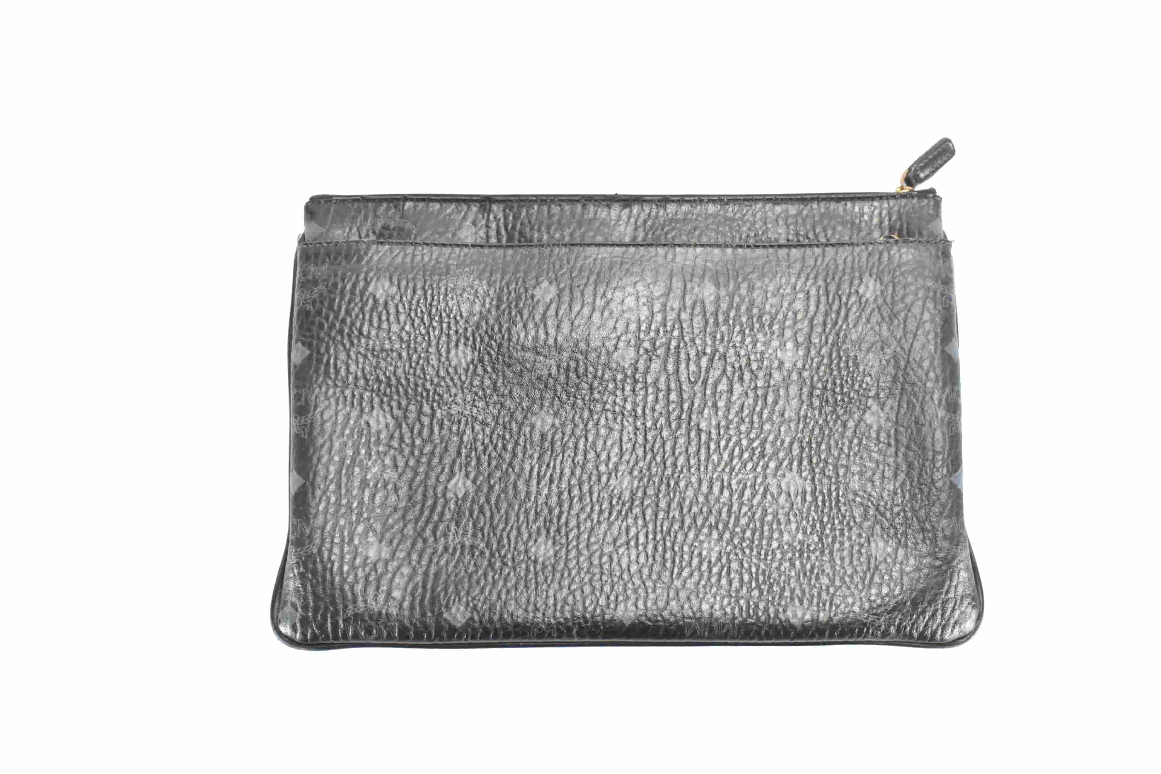 ✅MCM CLUTCH TASCHE vintmarket.de HANDTASCHE SCHWARZ LEDER 4579