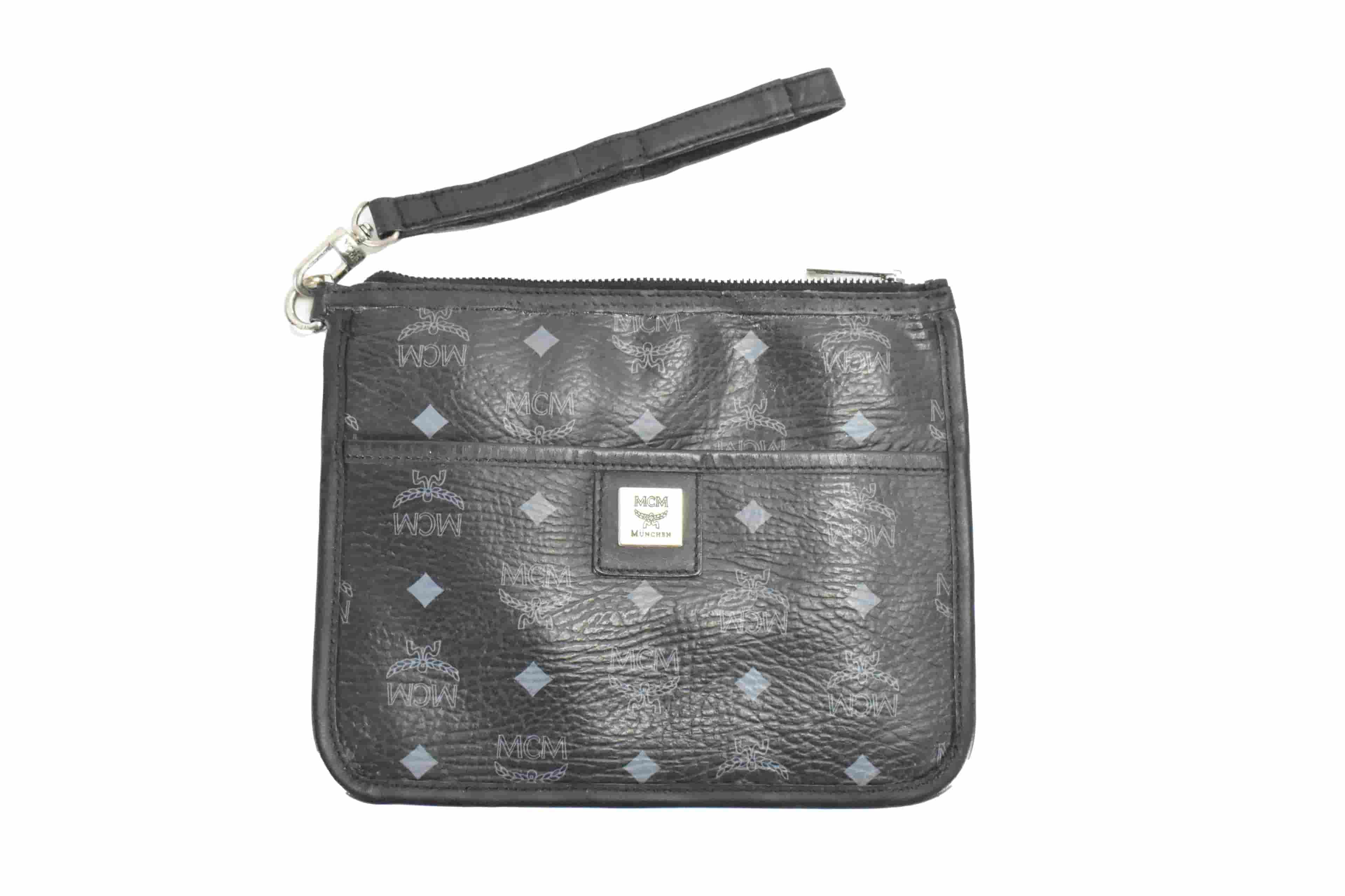 ✅MCM CLUTCH TASCHE vintmarket.de HANDTASCHE SCHWARZ LEDER 4580