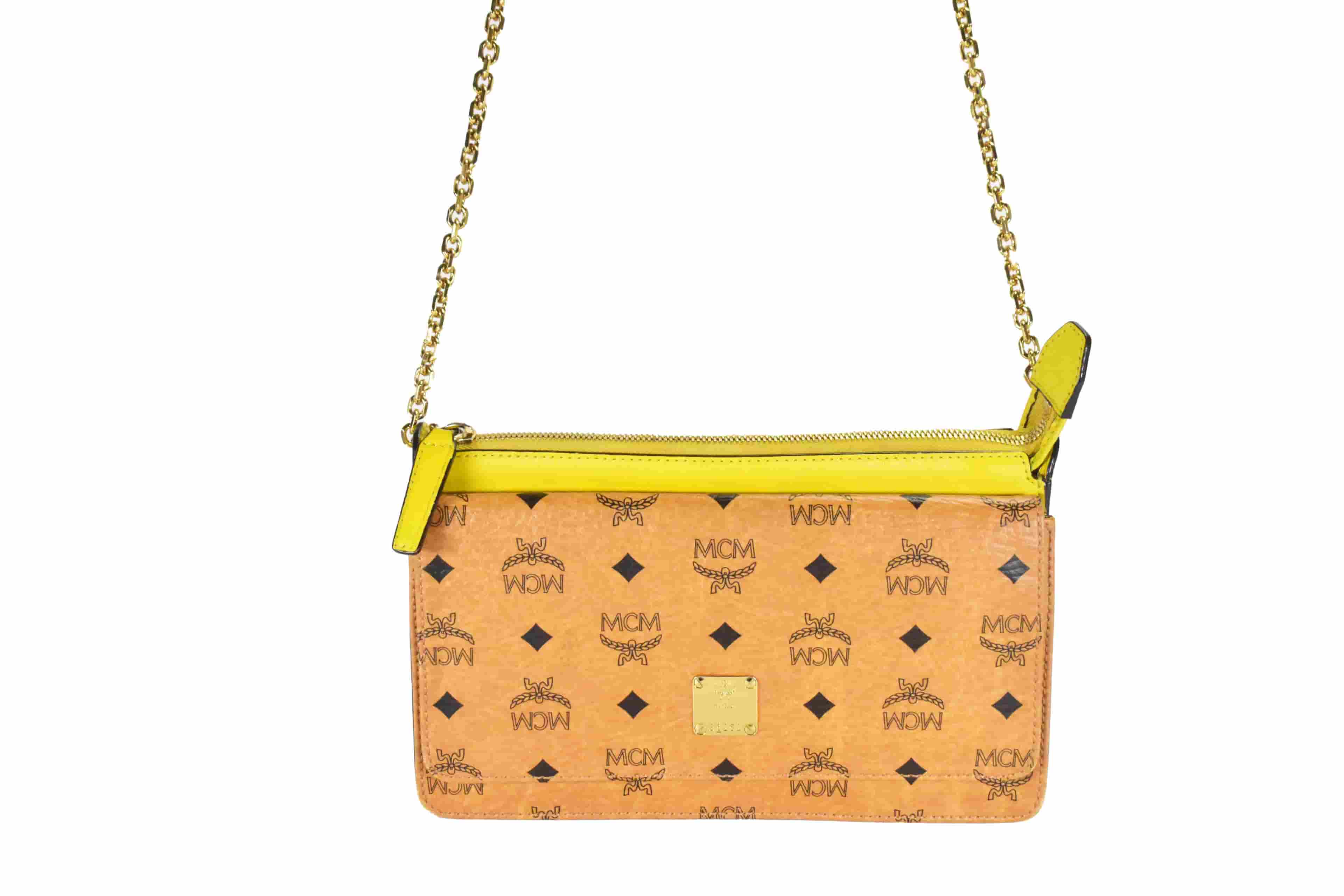 MCM SCHULTERTASCHE CROSSBODY vintmarket.de LEDER COGNAC 4632