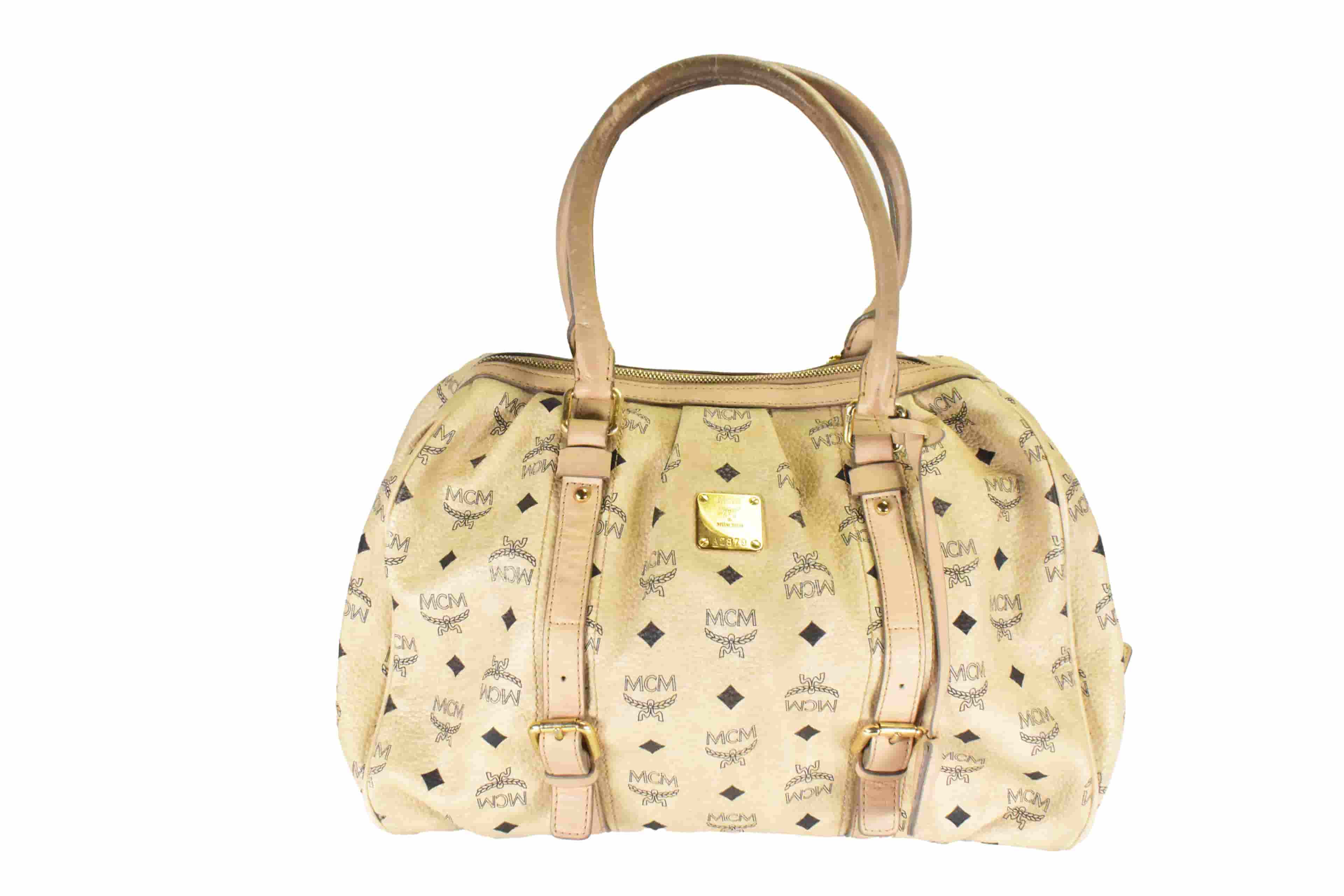 ✅MCM SCHULTERTASCHE vintmarket.de BOWLING TASCHE BEIGE 4634
