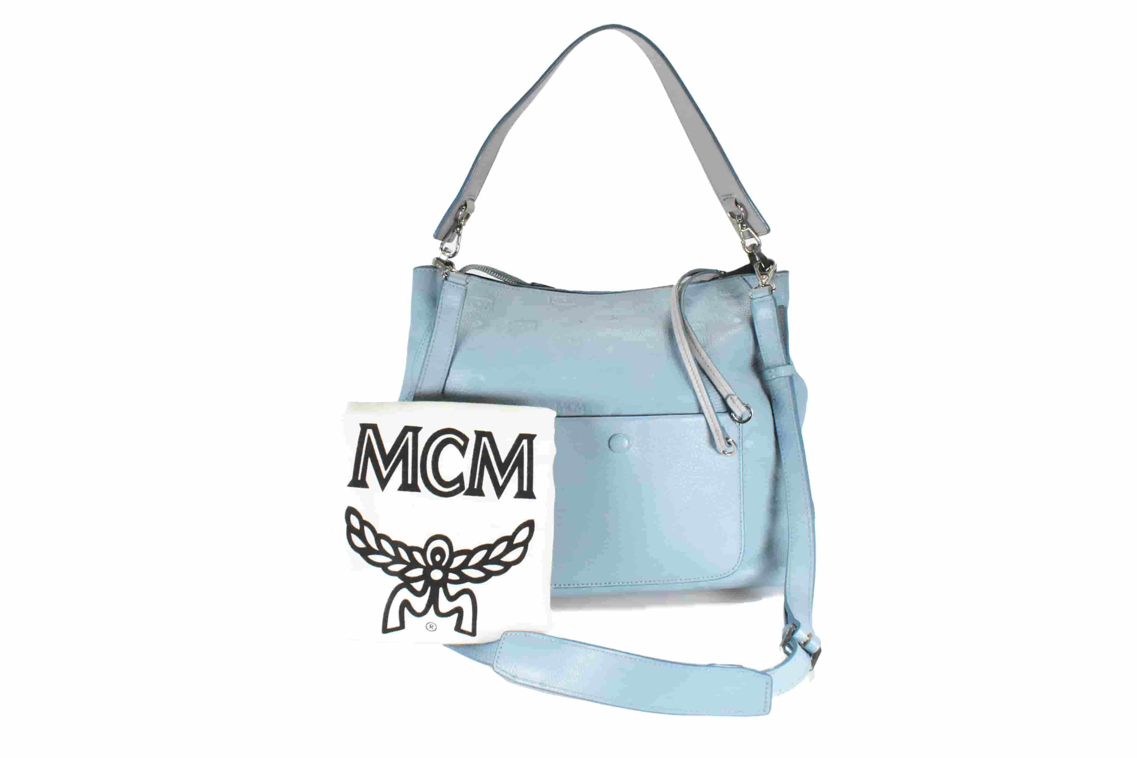 MCM MODELL: KLARA SCHULTERTASCHE TASCHE BLAU LEDER 4637