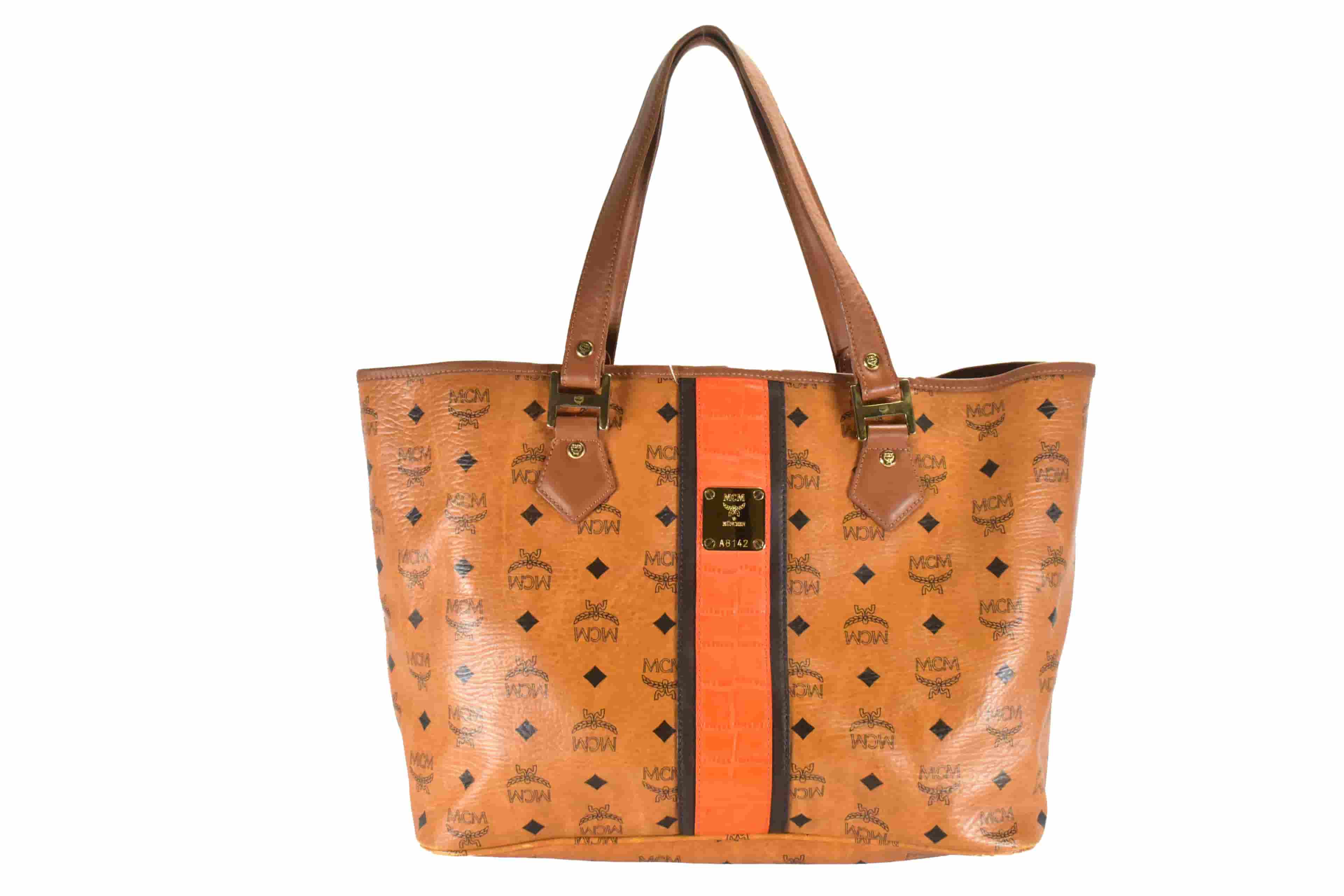 ✅ MCM SHOPPER MEDIUM vintmarket.de SCHULTERTASCHE COGNAC ROT 4716