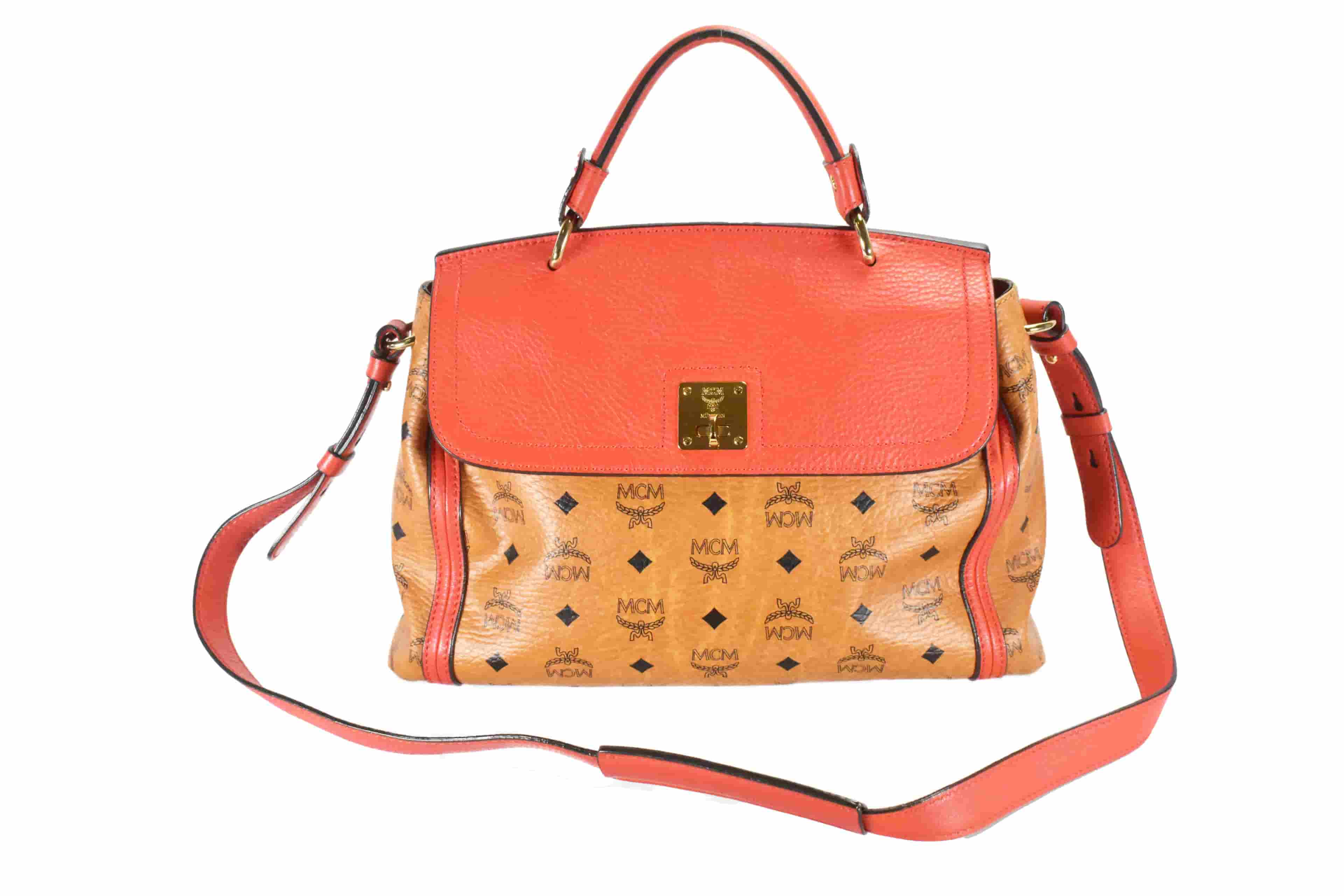 MCM AKTENTASCHE vintmarket.de CROSSBODY LEDERTASCHE COGNAC 4734