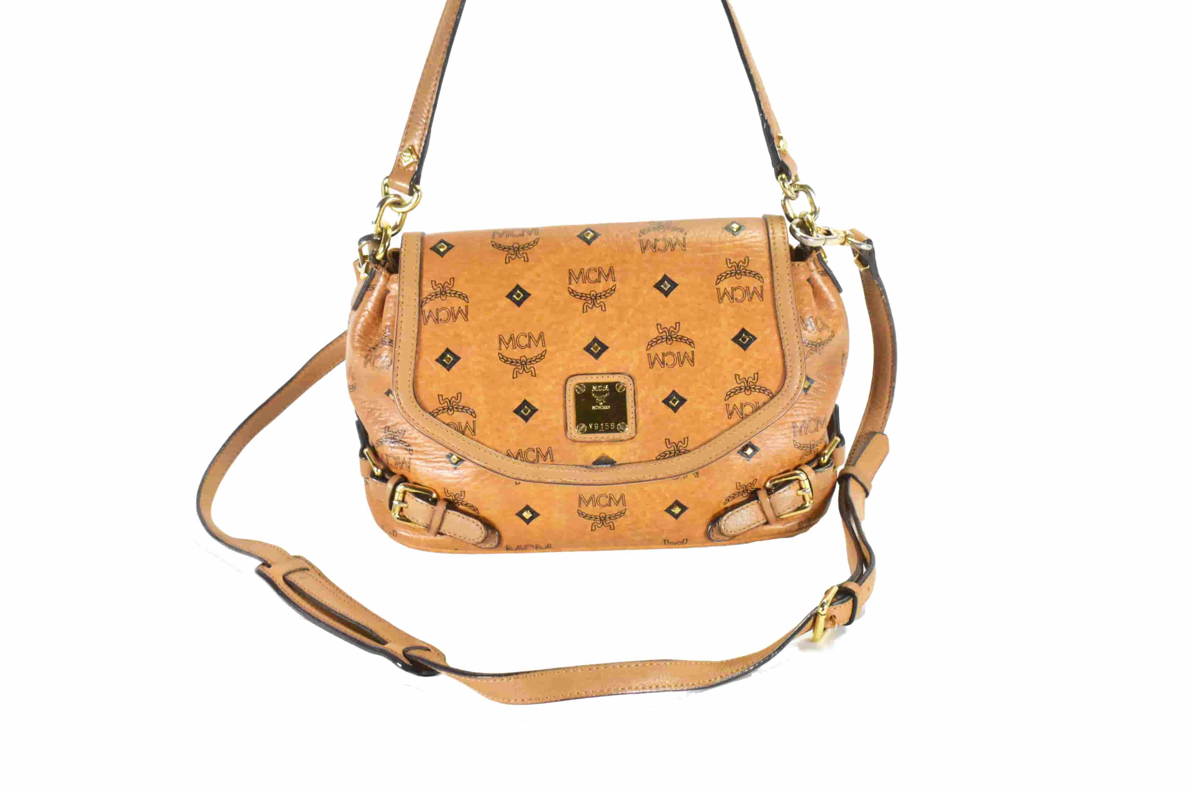 MCM CROSSBODY vintmarket.de SATTELTASCHE UMHÄNGETASCHE LEDER 4739