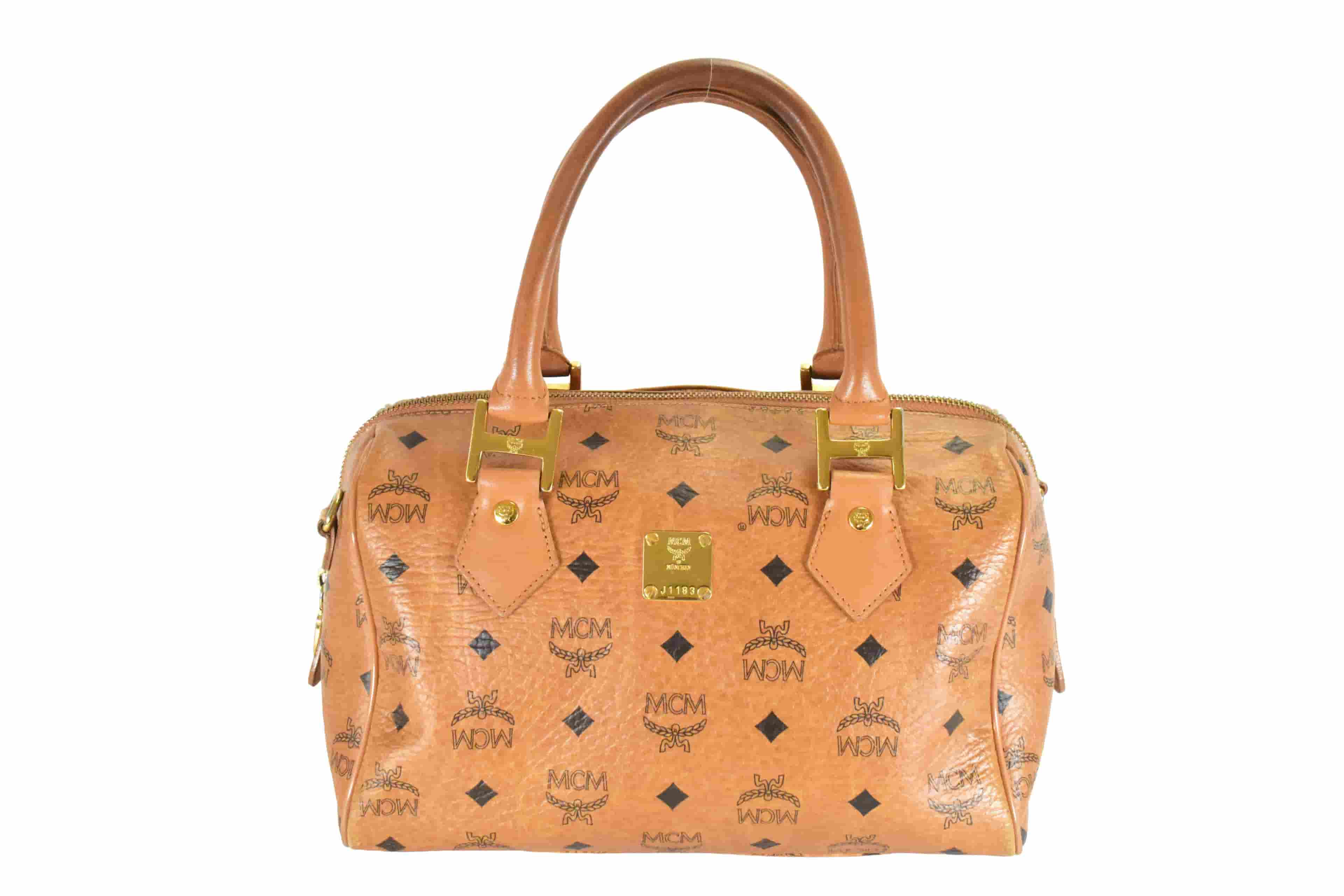 ✅MCM TASCHE HANDTASCHE BOSTON CROSSBODY COGNAC LEDER 4780