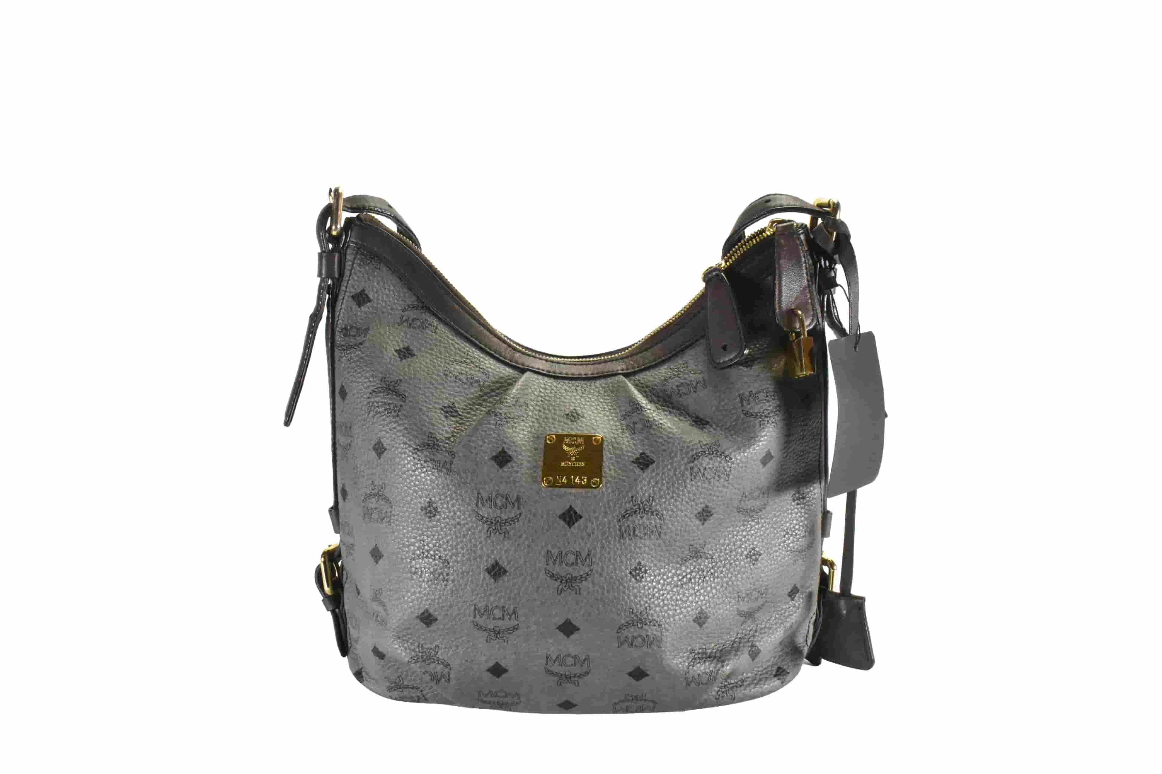 MCM TASCHE vintmarket.de HOBO CROSSBODY ANTHRAZIT LEDER 2304