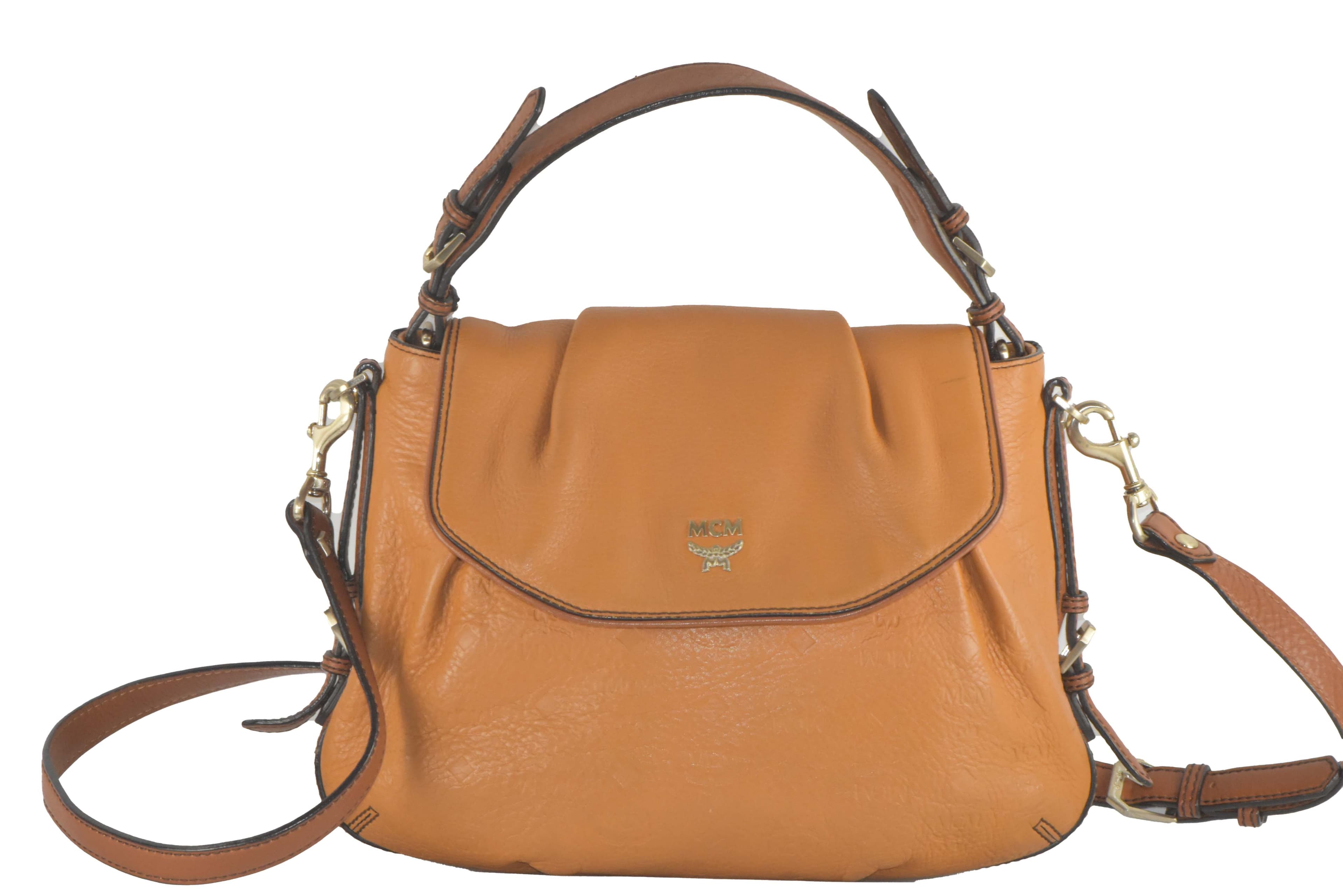 ✅MCM SCHULTERTASCHE HANDTASCHE LEDERTASCHE CROSSBODY COGNAC 2357