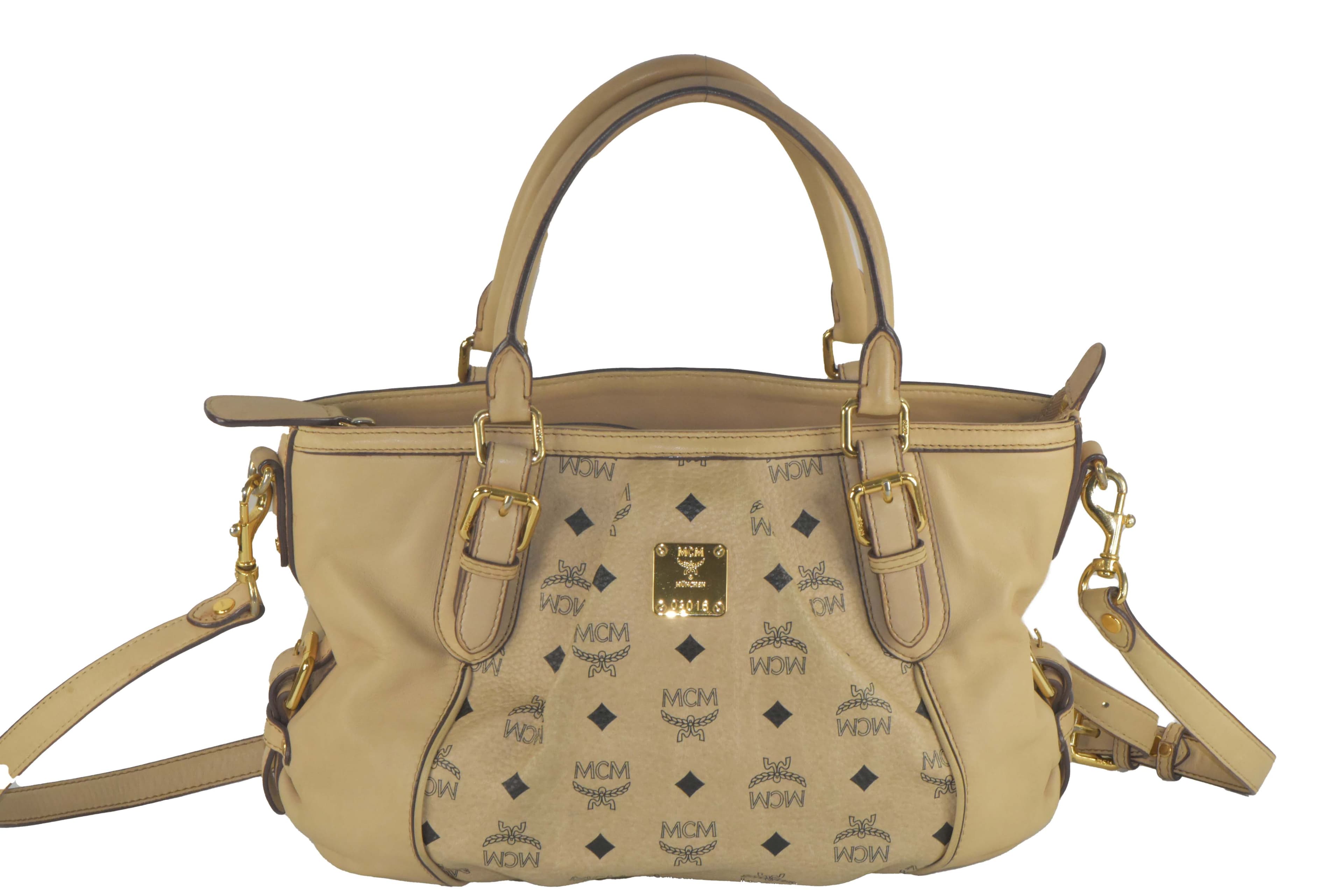 ✅MCM SCHULTERTASCHE HANDTASCHE TASCHE CROSSBODY BEIGE 2352