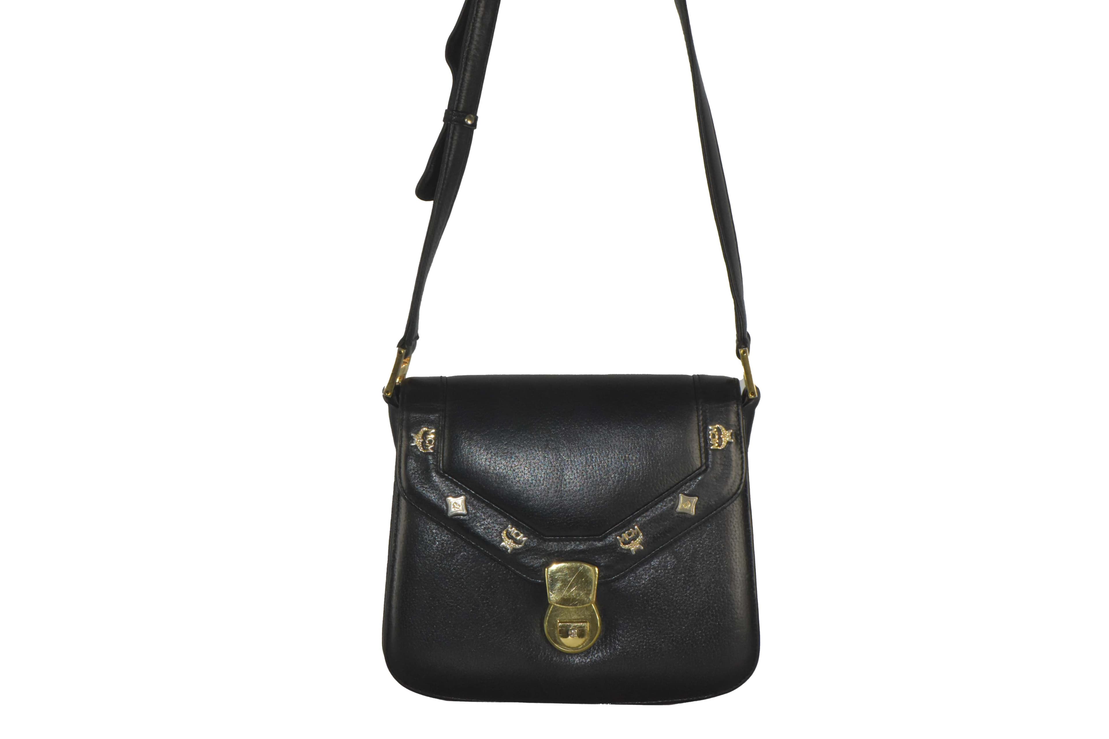 ✅MCM TASCHE LEDERTASCHE CROSSBODY UMHÄNGETASCHE SCHWARZ 2348
