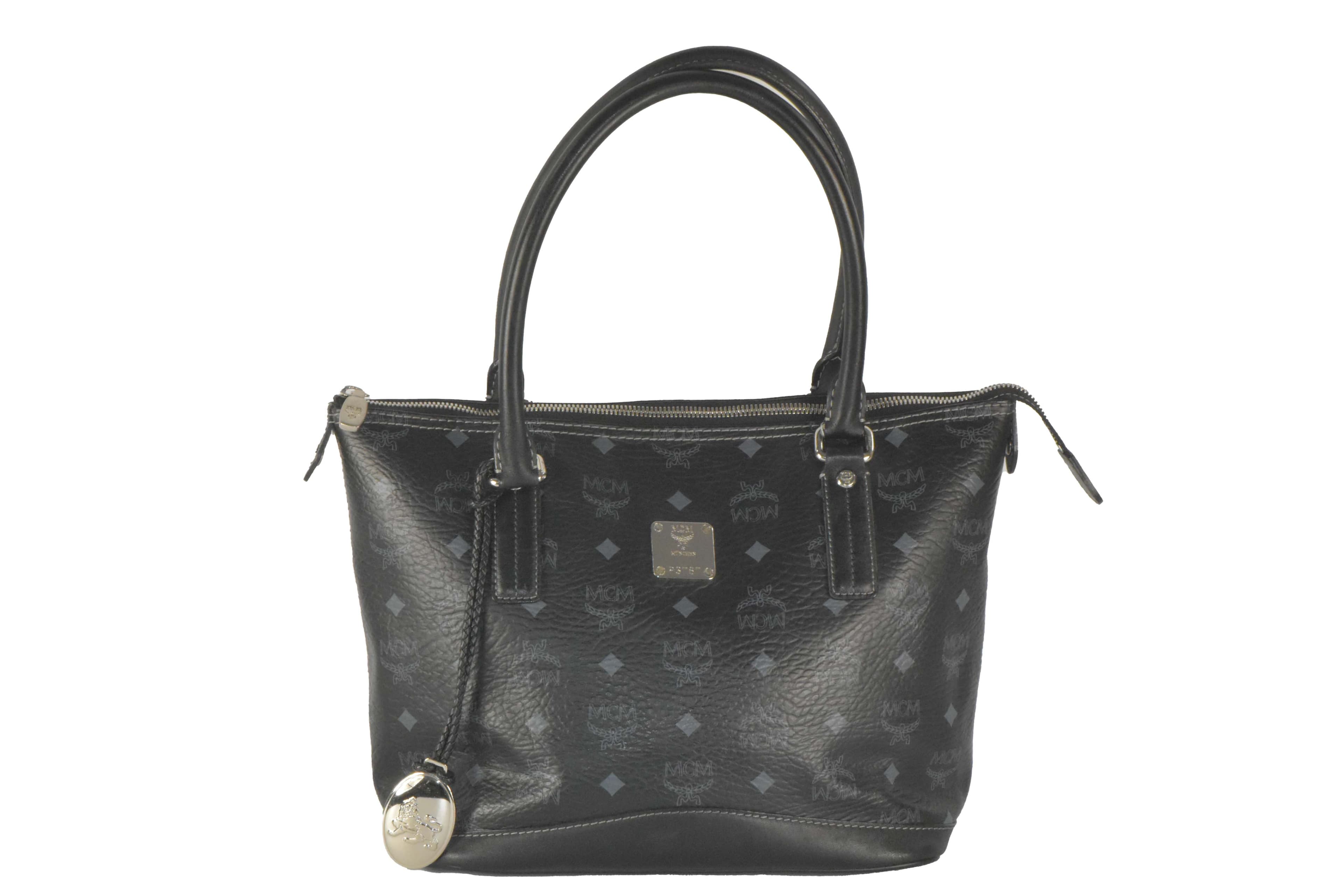 ✅MCM SCHULTERTASCHE TASCHE SHOPPER LEDERTASCHE SCHWARZ 2344