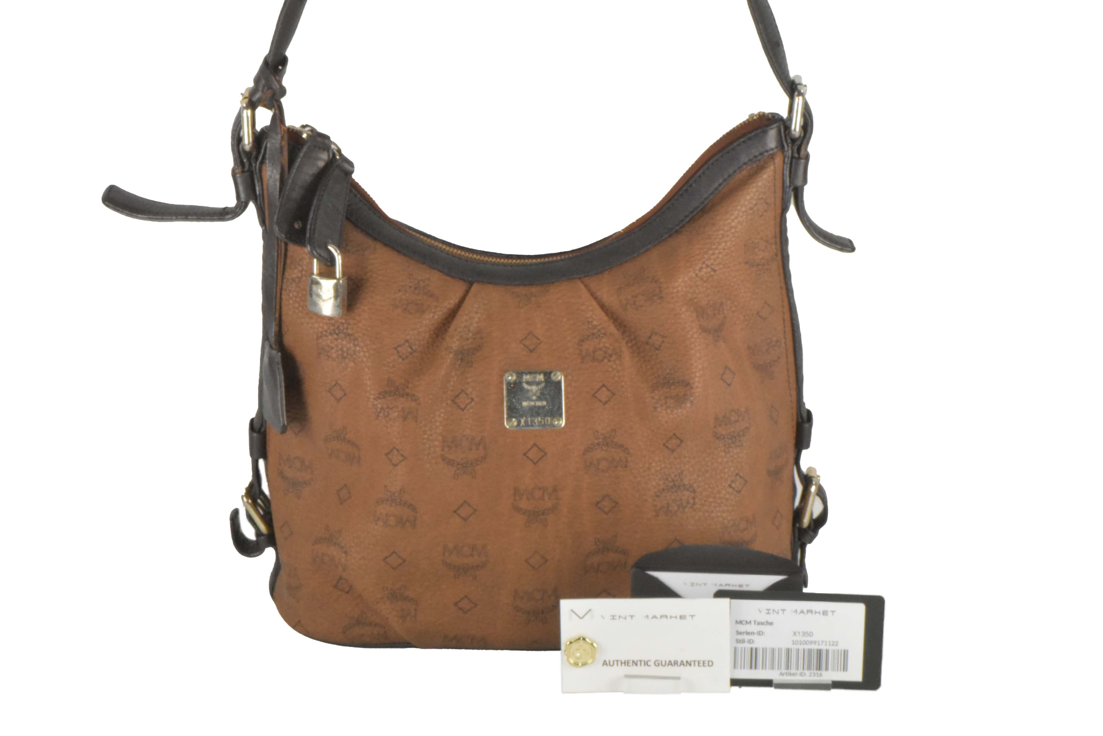 ✅MCM TASCHE SCHULTERTASCHE LEDERTASCHE CROSSBODY HOBO BRAUN 2316