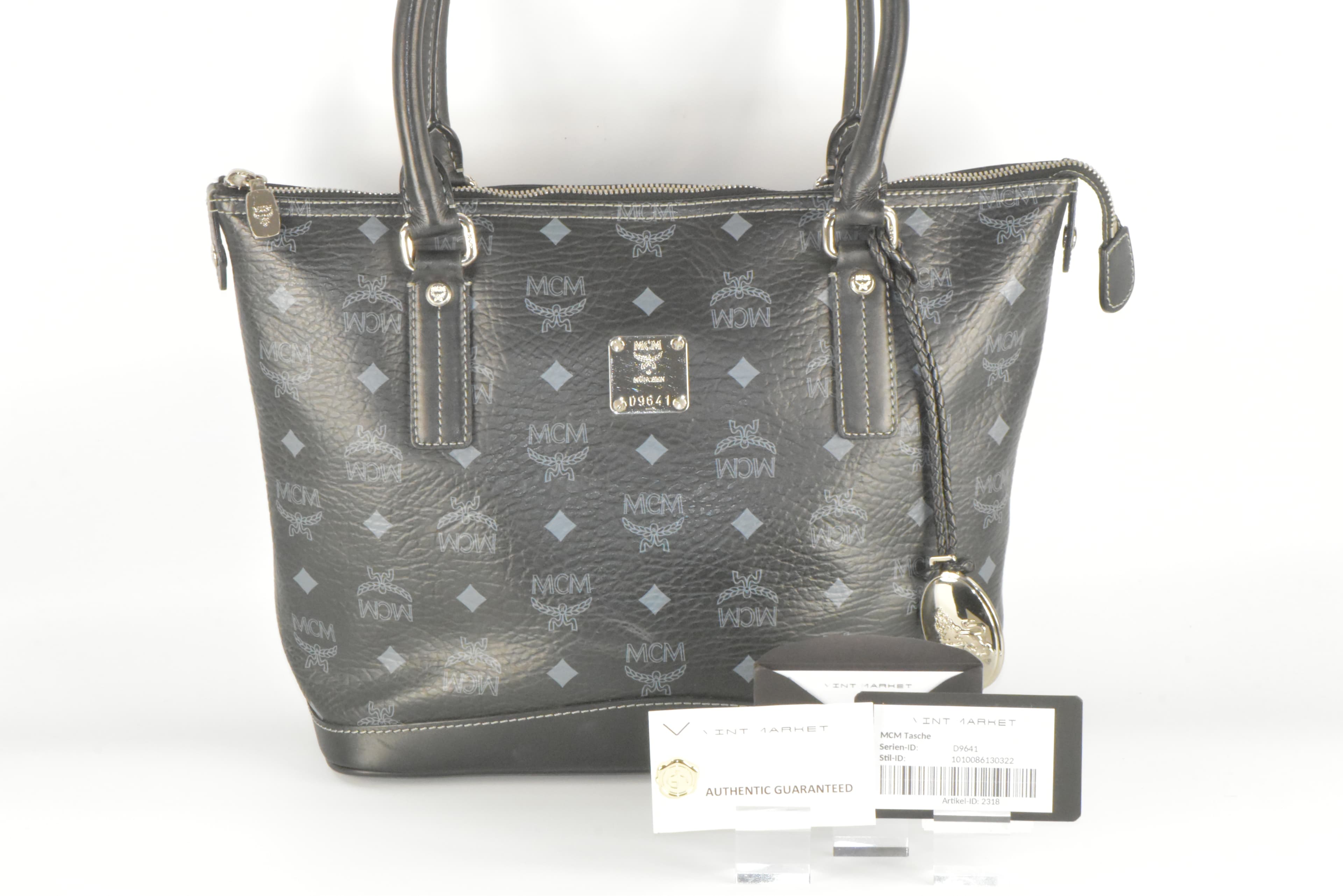 ✅MCM TASCHE SCHULTERTASCHE HANDTASCHE TASCHE LEDER SCHWARZ 2318