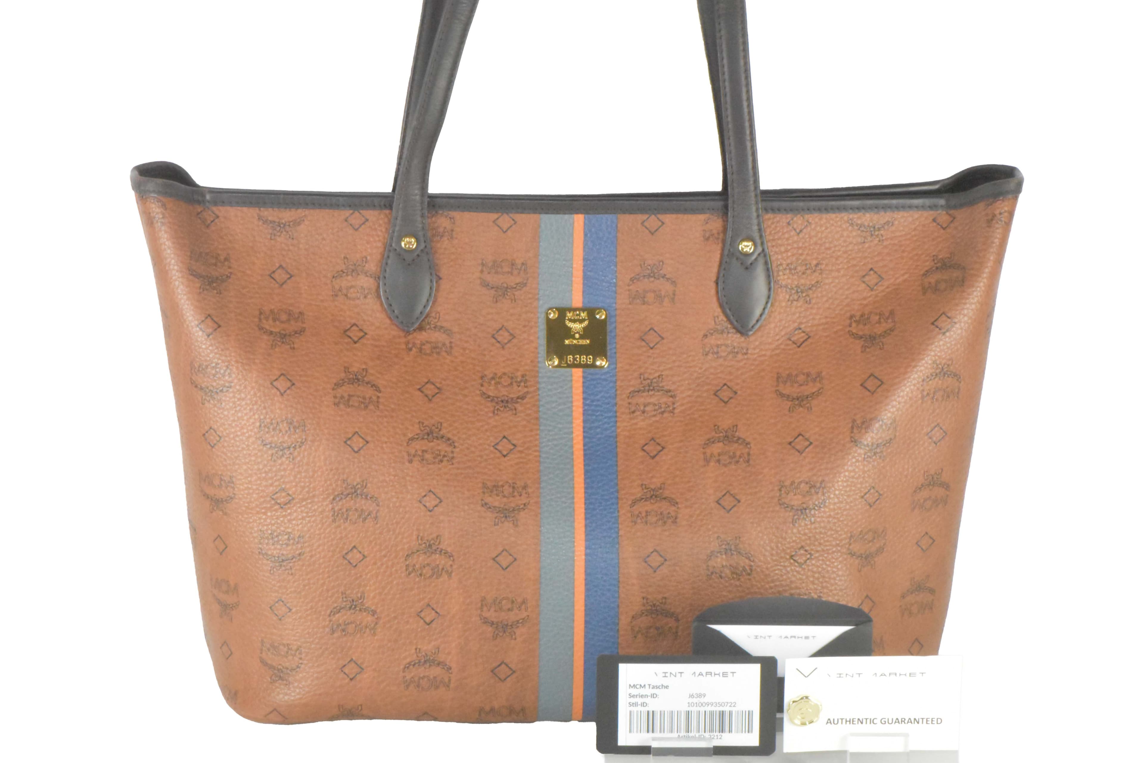✅MCM SCHULTERTASCHE HANDTASCHE LEDERTASCHE SHOPPER BRAUN 2212