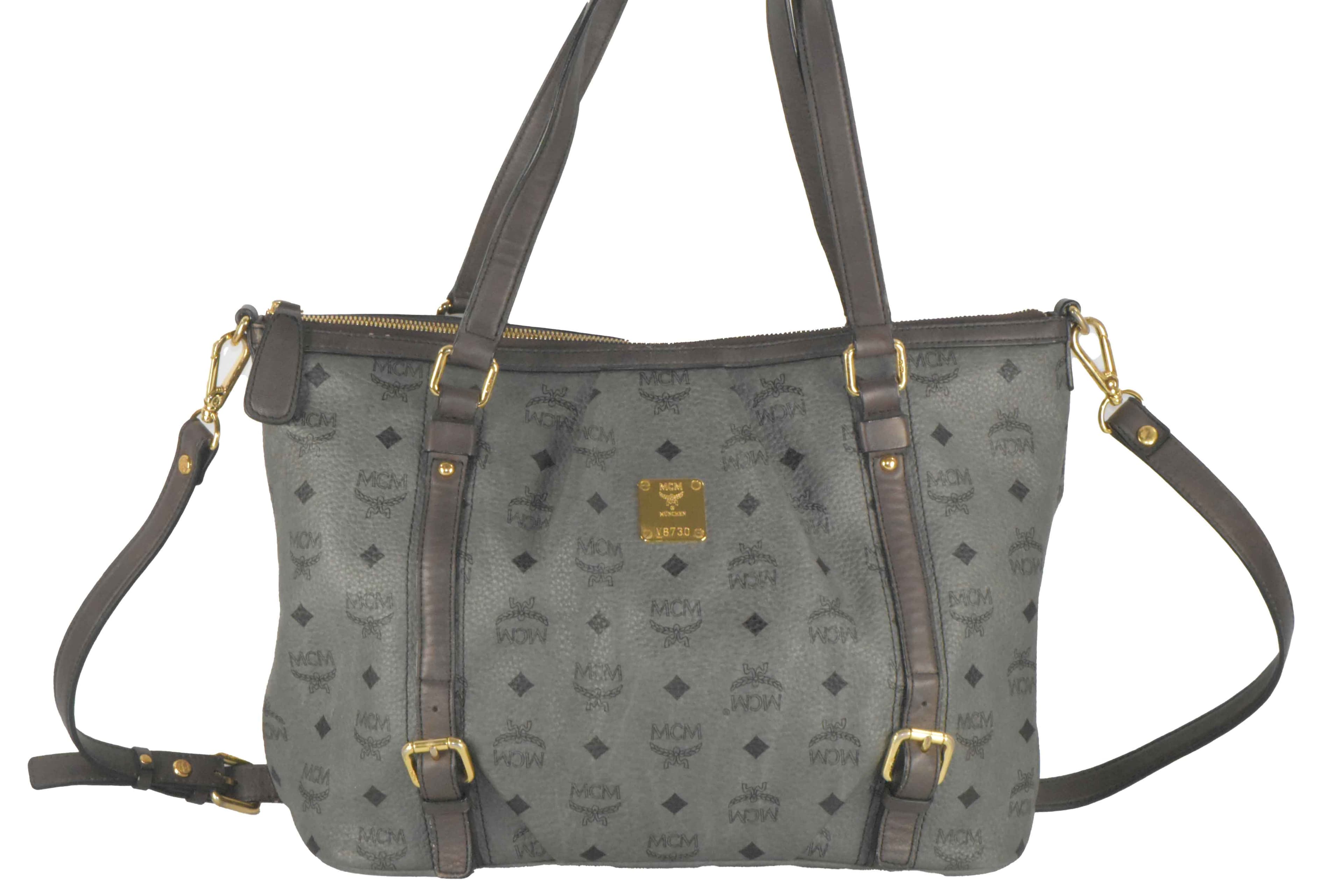 ✅MCM SCHULTERTASCHE LEDER HANDTASCHE CROSSBODY ANTHRAZIT 2400