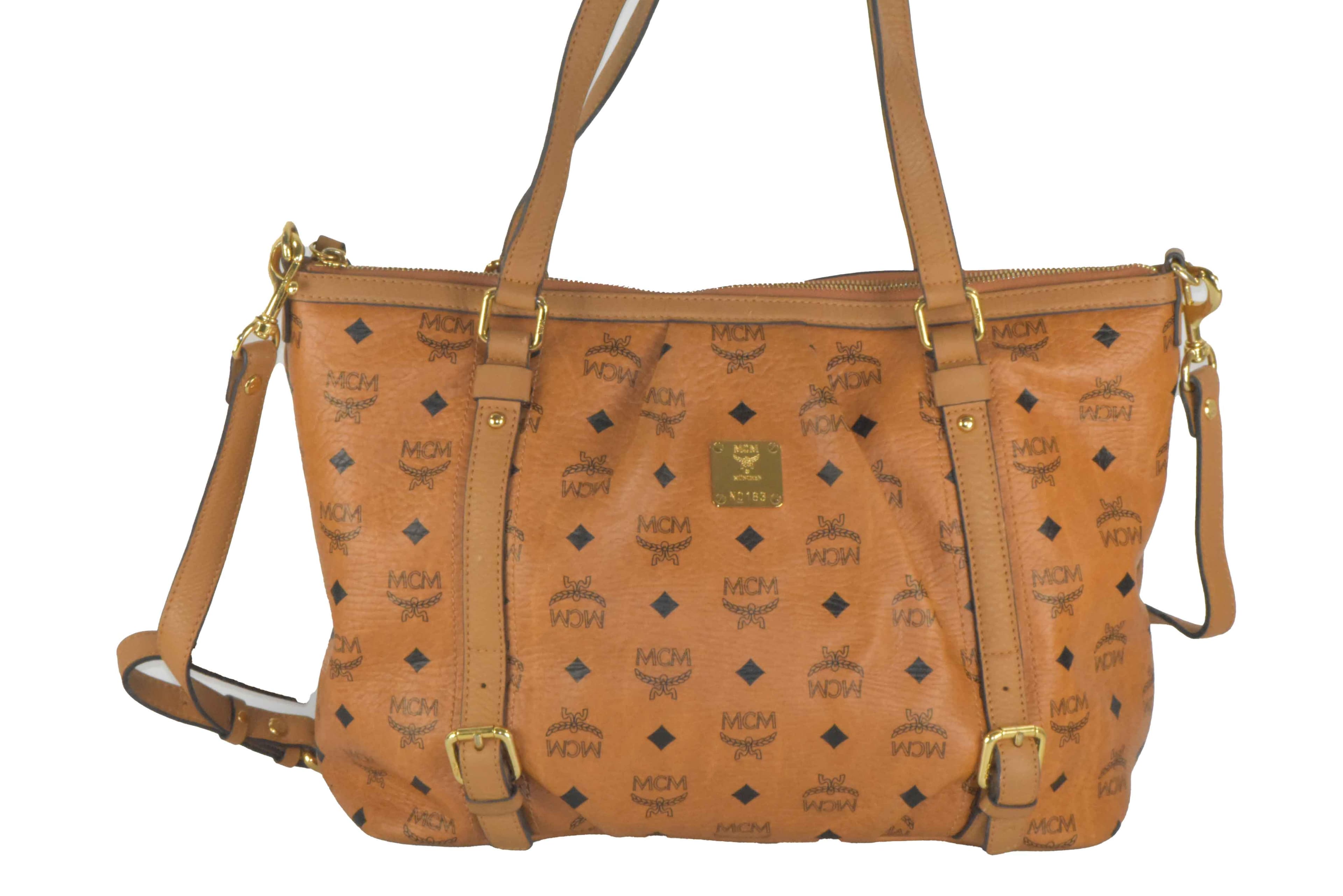 ✅MCM SCHULTERTASCHE HANDTASCHE LEDERTASCHE CROSSBODY COGNAC 2393