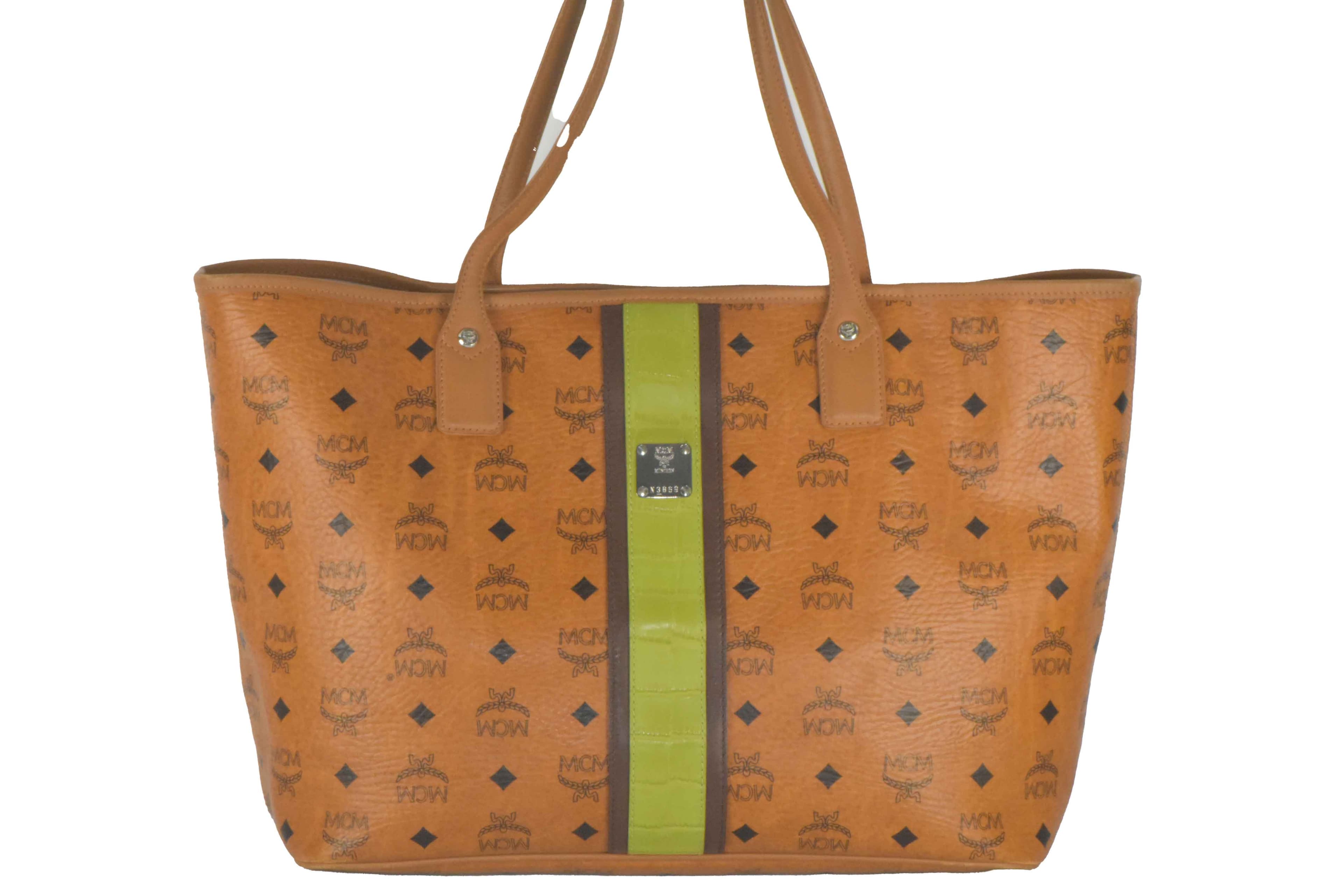 ✅MCM TASCHE SCHULTERTASCHE LEDER SHOPPER HANDTASCHE COGNAC 2395