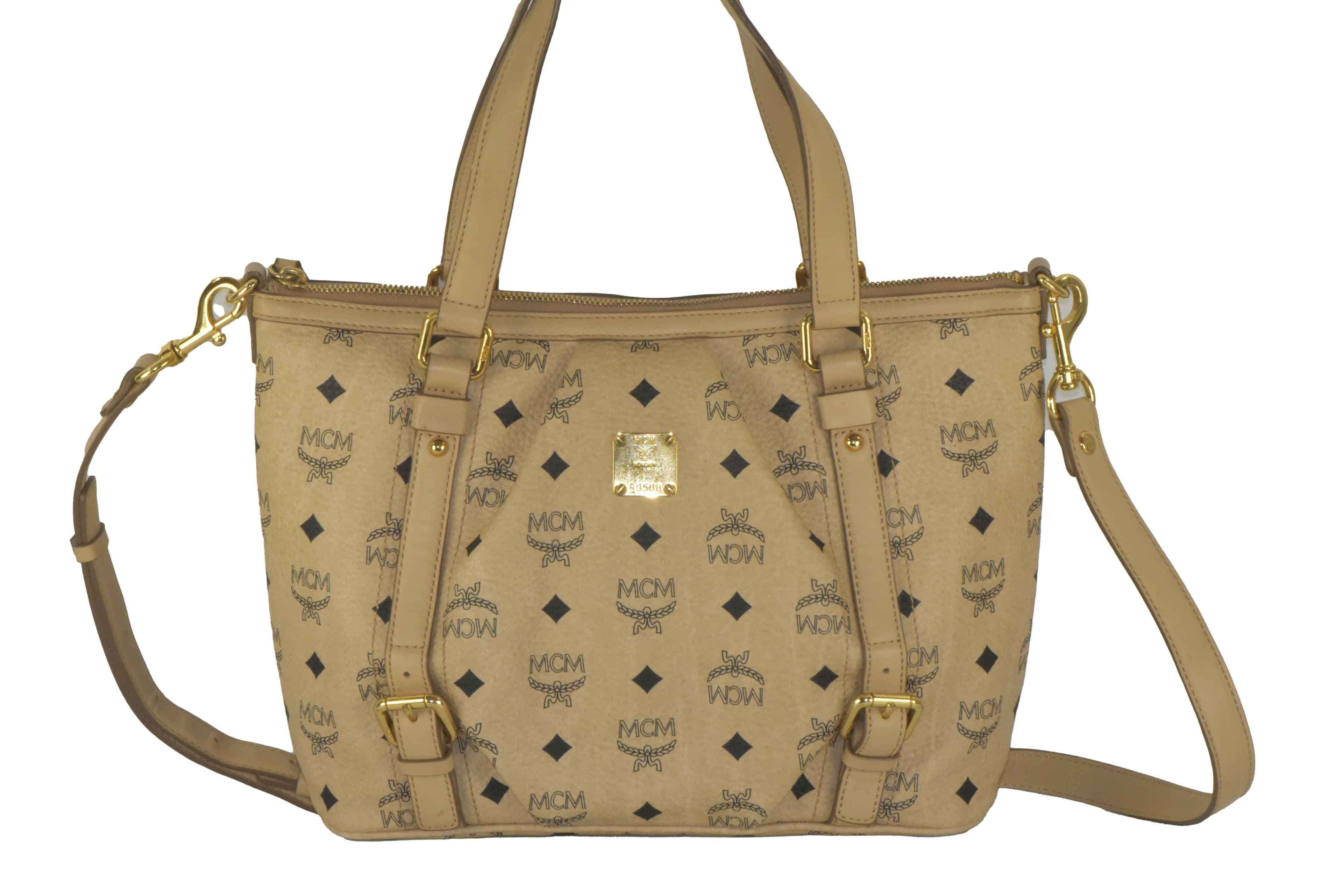 ✅MCM SCHULTERTASCHE HANDTASCHE LEDERTASCHE CROSSBODY BEIGE 2404