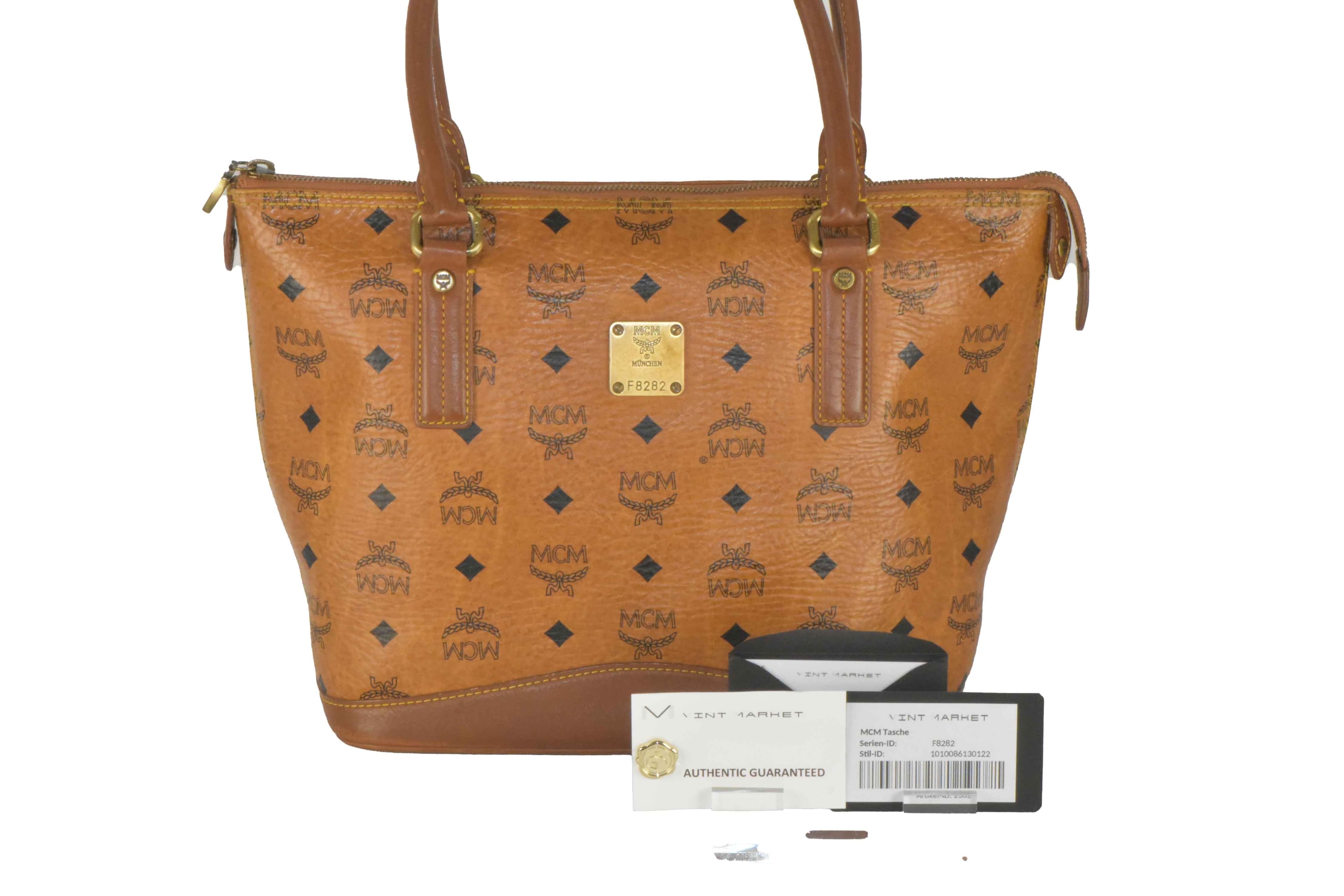 ✅MCM TASCHE SCHULTERTASCHE REISETASCHE SHOPPER COGNAC 2302