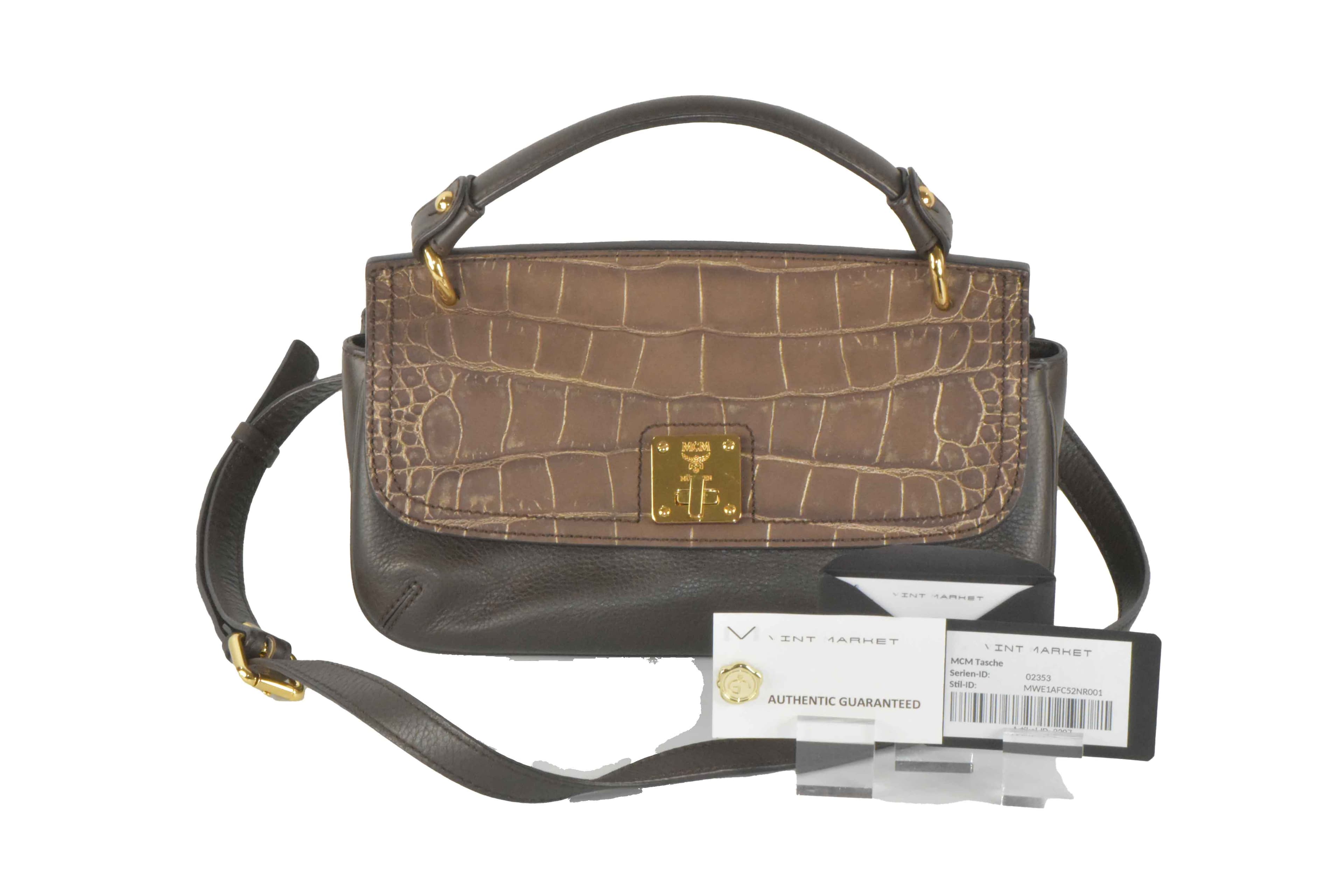 ✅MCM SCHULTERTASCHE TASCHE LEDERTASCHE CROSSBODY BRAUN 2307