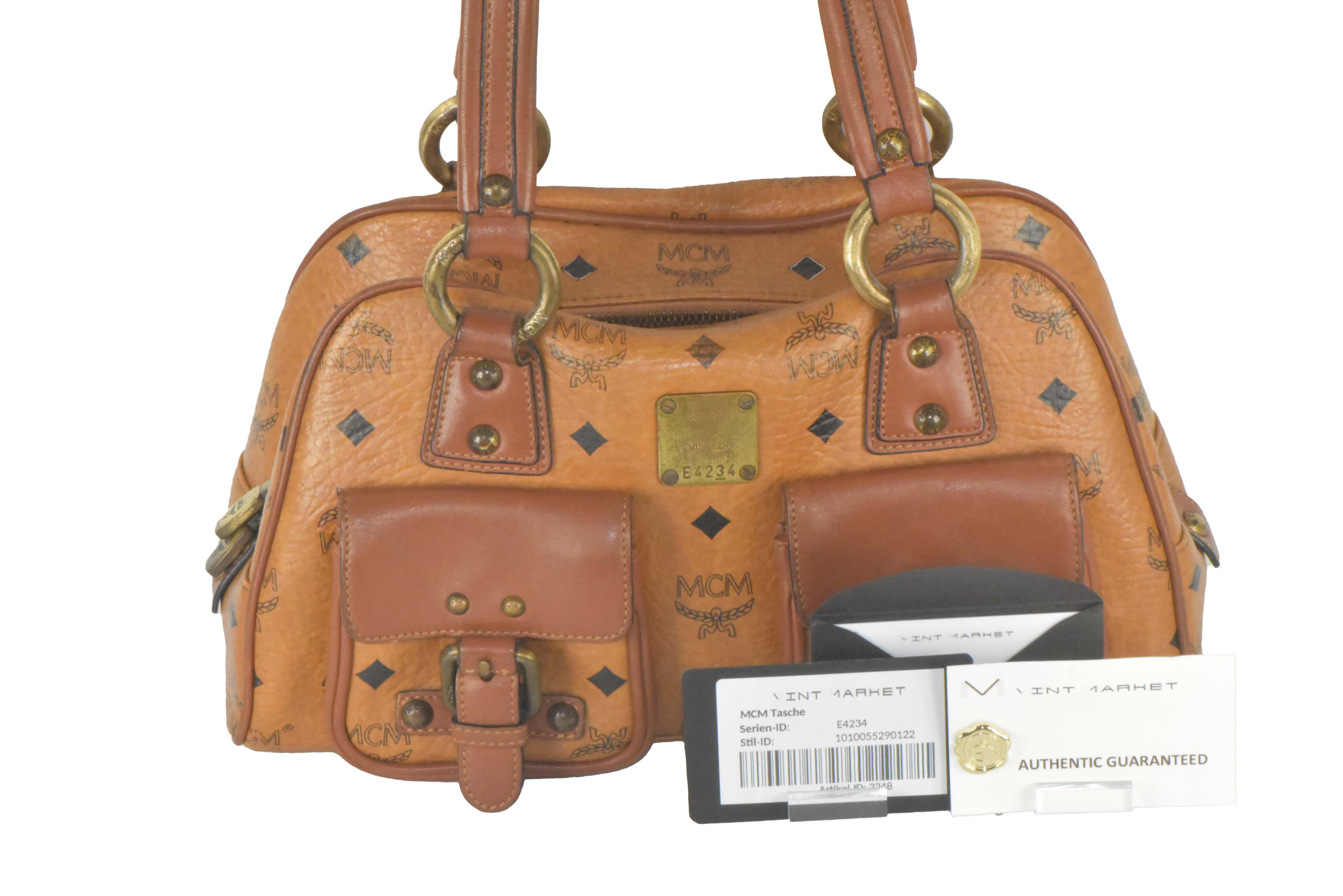 ✅MCM TASCHE HANDTASCHE SHOPPER LEDER COGNAC 2248