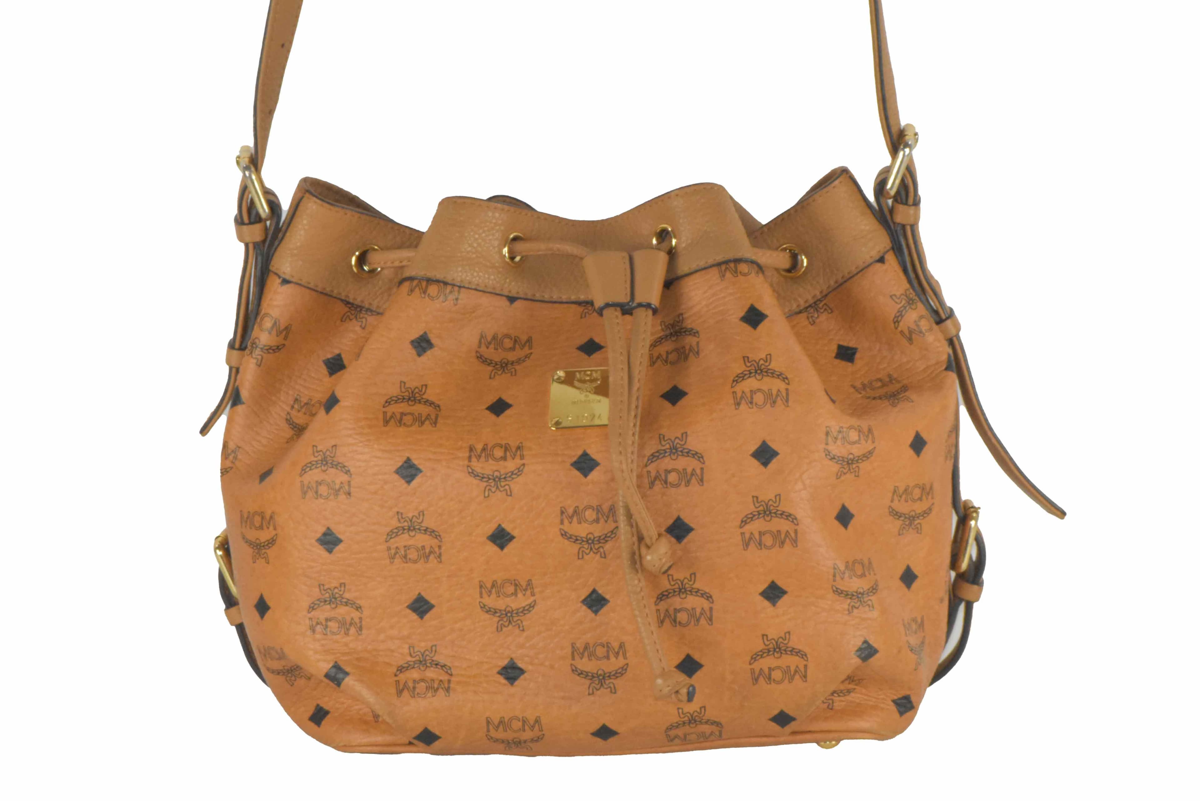 ✅MCM TASCHE BEUTELTASCHE LEDERTASCHE CROSSBODY LEDER COGNAC 2455