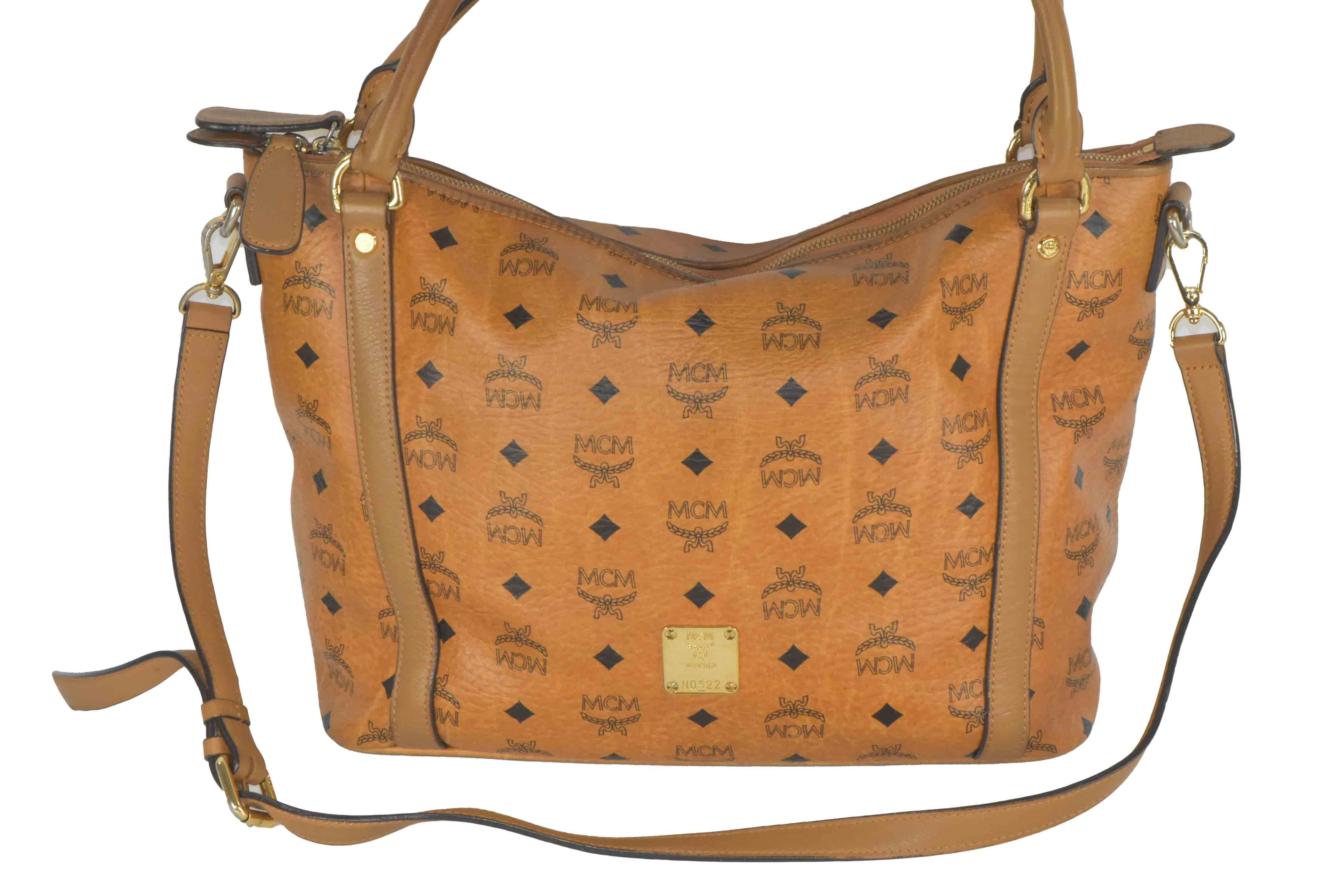 MCM SCHULTERTASCHE HANDTASCHE UMHÄNGETASCHE CROSSBODY COGNAC 2545