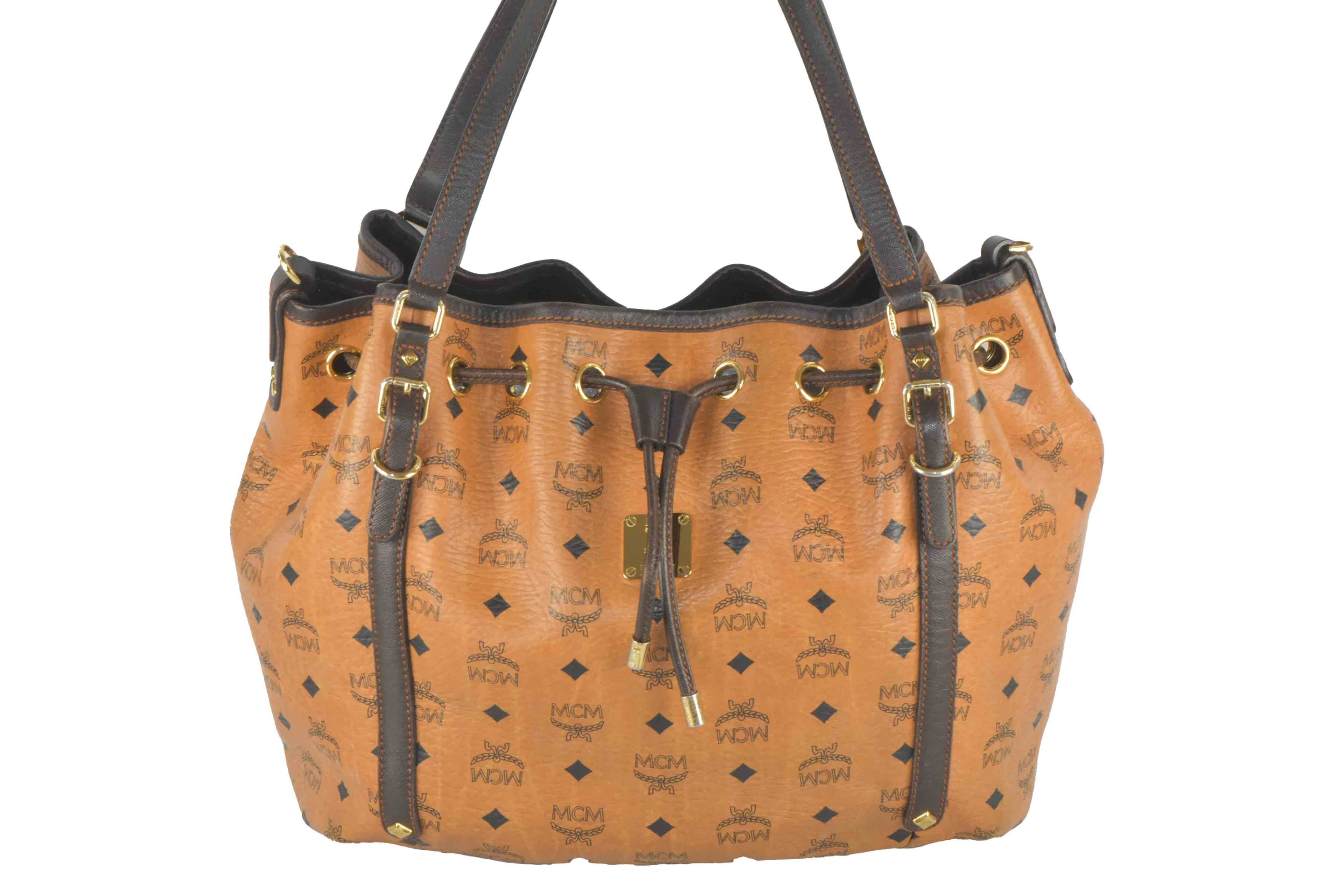 ✅MCM TASCHE SCHULTERTASCHE LEDER HANDTASCHE CROSSBODY COGNAC 2552