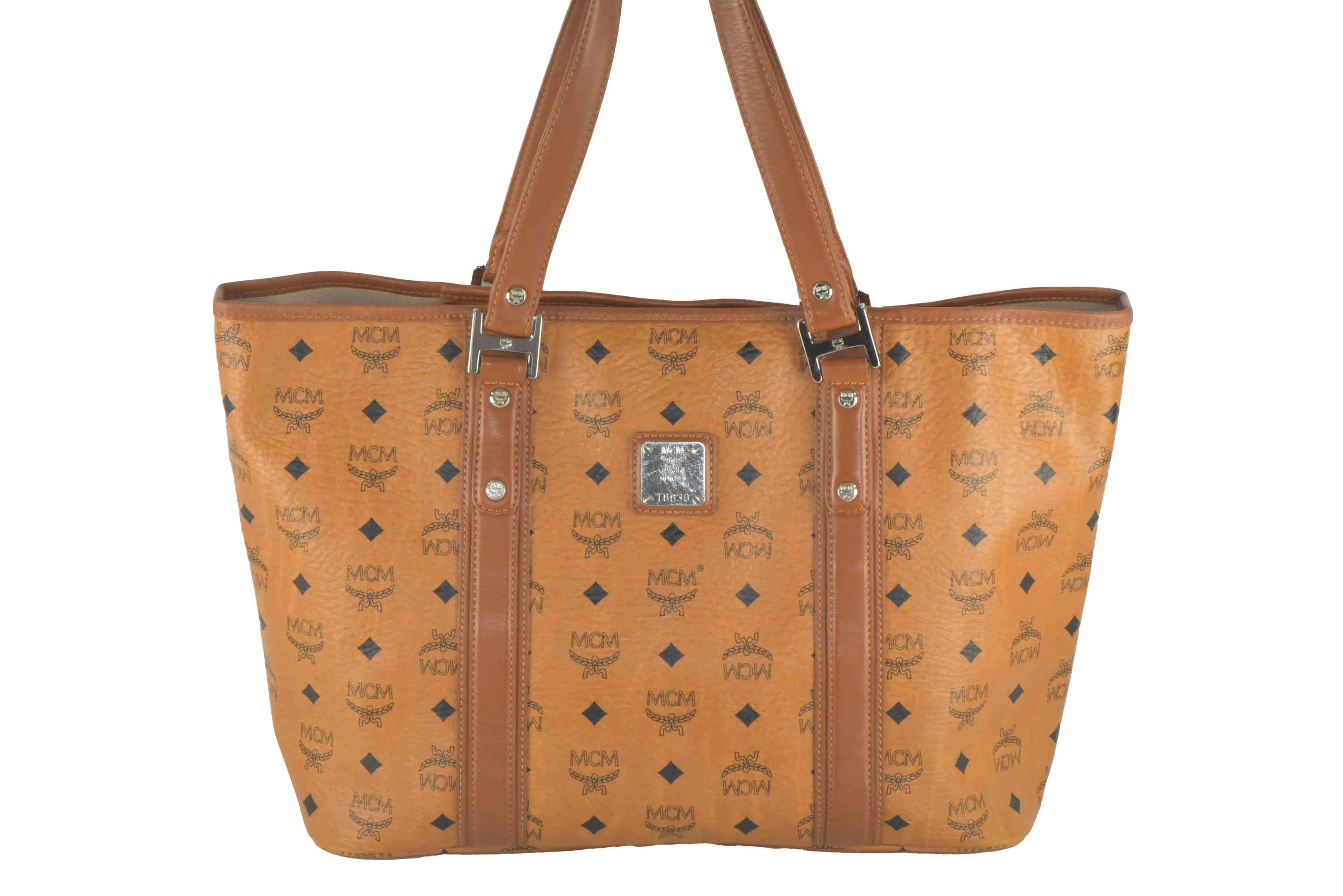 MCM SHOPPER SCHULTERTASCHE LEDERTASCHE TASCHE COGNAC LEDER 2557