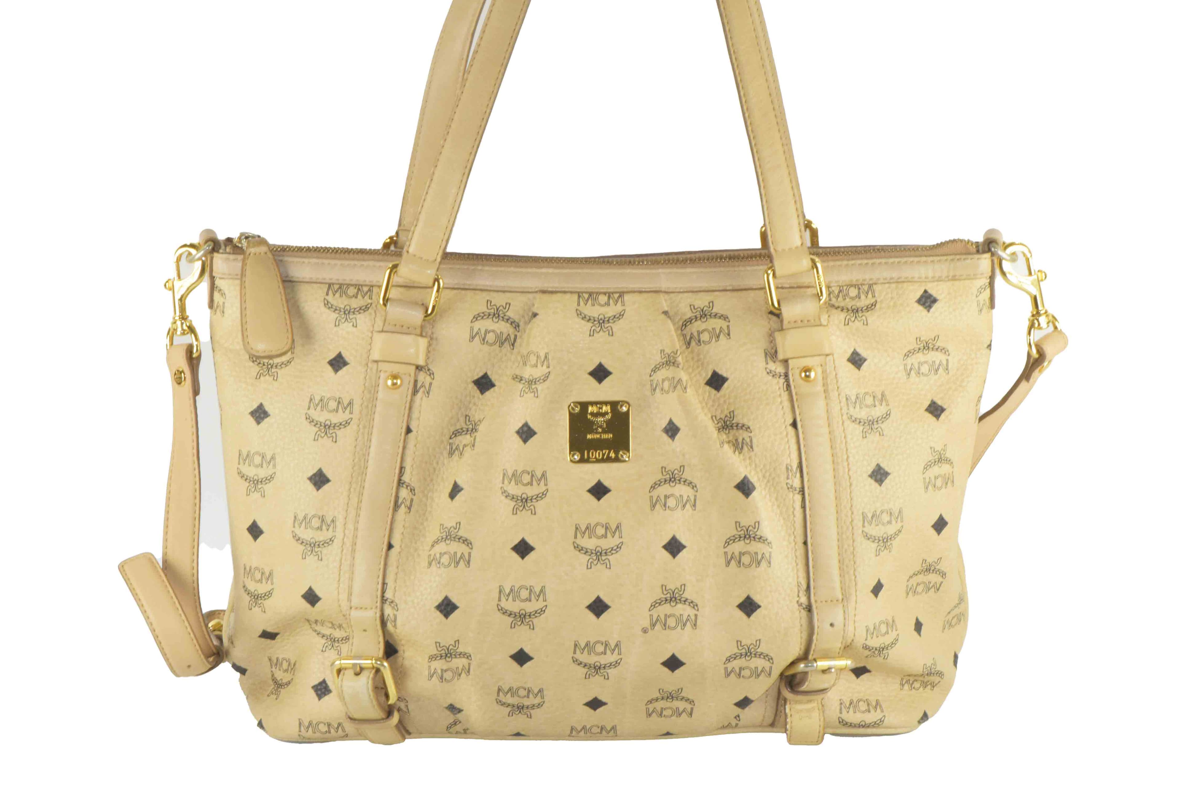 ✅MCM SCHULTERTASCHE HANDTASCHE LEDERTASCHE CROSSBODY BEIGE 2573