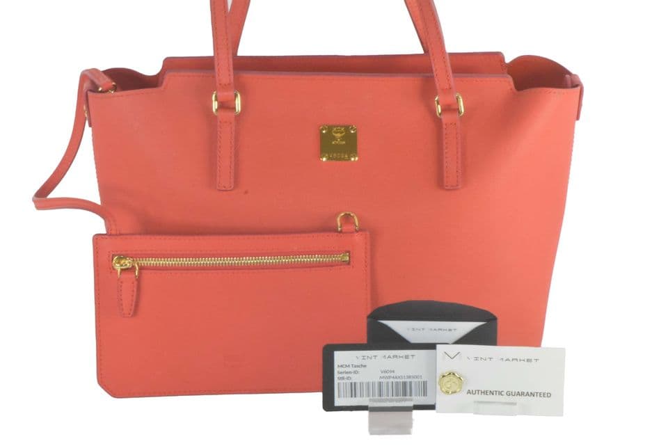 ✅MCM SCHULTERTASCHE HANDTASCHE POCHETTE LEDER TASCHE ROT 2277