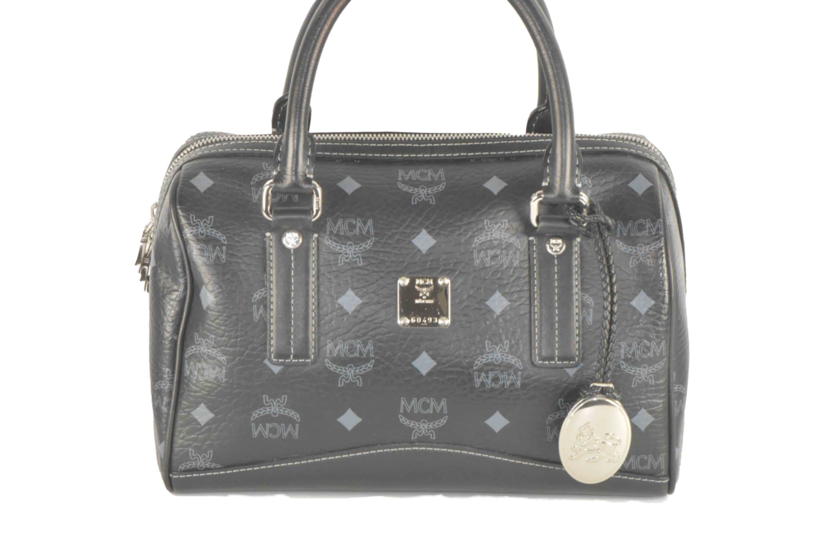✅MCM TASCHE LEDERTASCHE HANDTASCHE BOSTON LEDER SCHWARZ 2582