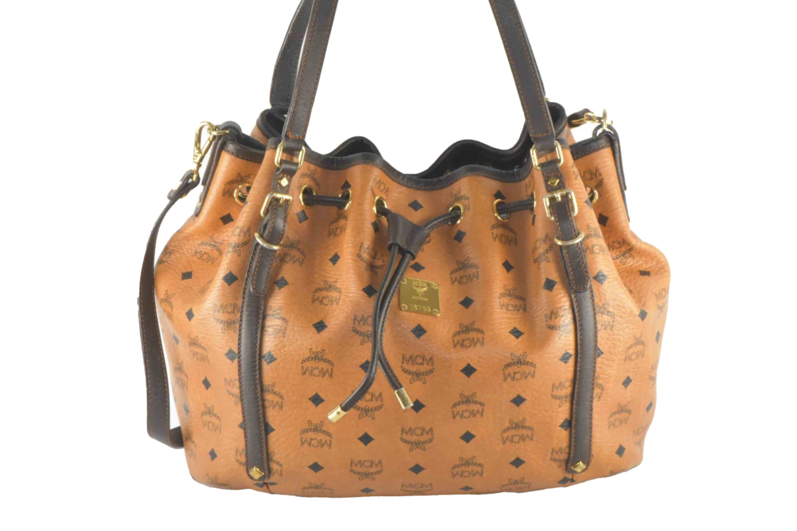 ✅MCM TASCHE SCHULTERTASCHE LEDER HANDTASCHE CROSSBODY COGNAC 2594