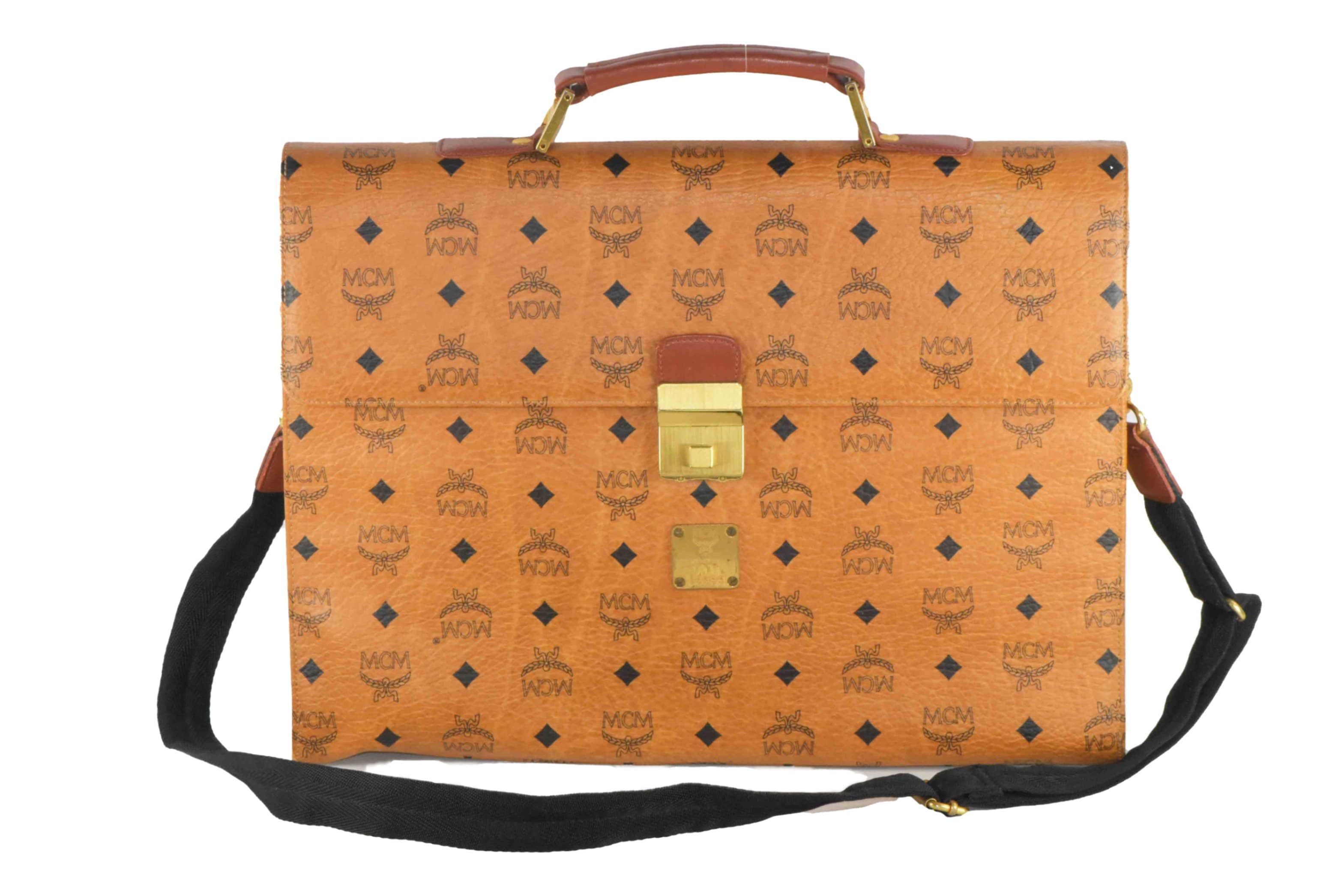 ✅MCM TASCHE AKTENTASCHE LEDERTASCHE SCHULTERTASCHE COGNAC 2558