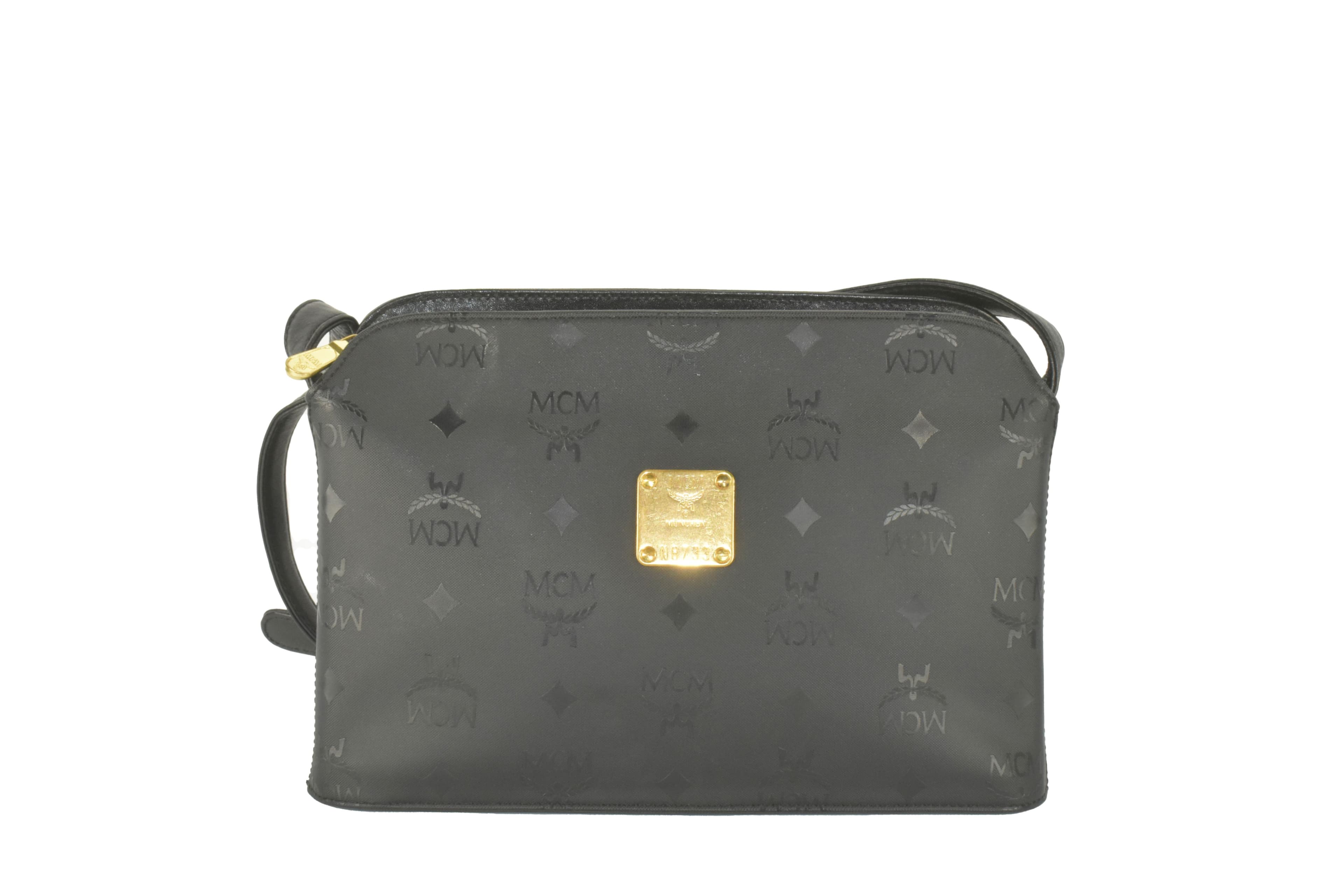 ✅MCM SCHULTERTASCHE TASCHE LEDERTASCHE CROSSBODY SCHWARZ 2660