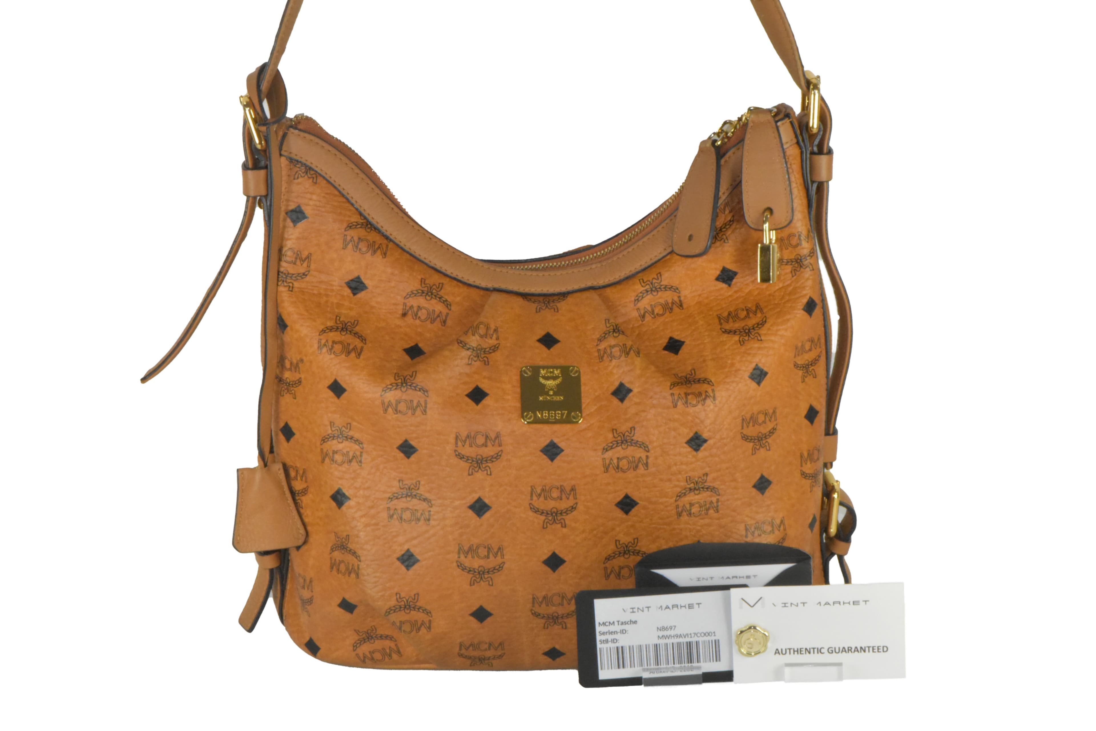 ✅MCM TASCHE SCHULTERTASCHE HANDTASCHE HOBO CROSSBODY COGNAC 2262
