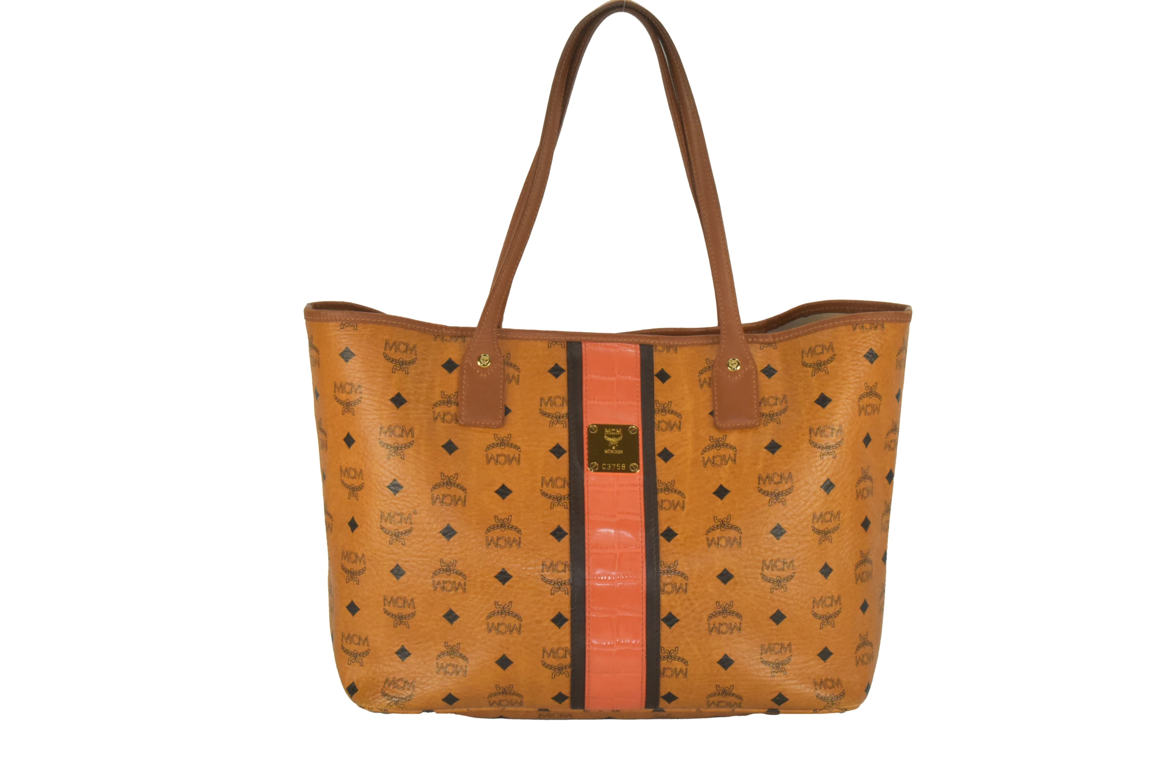 ✅ MCM SHOPPER SCHULTERTASCHE LEDERTASCHE TASCHE COGNAC LEDER 2670