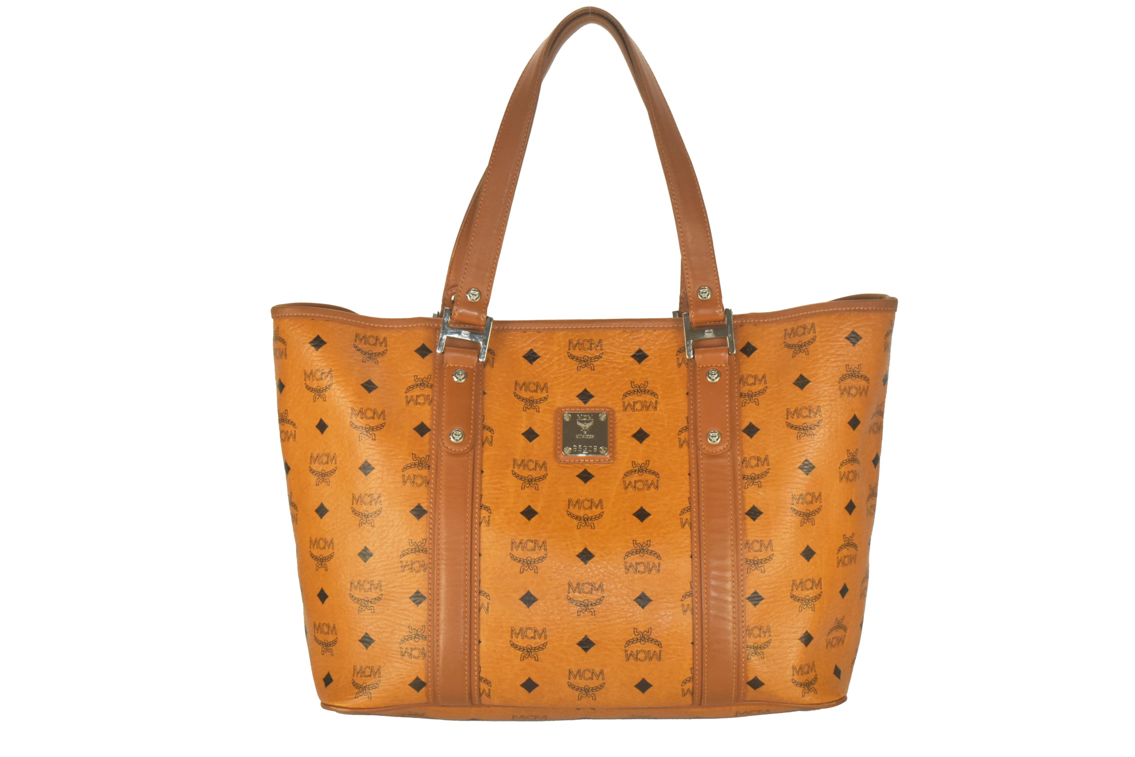 ✅ MCM SHOPPER SCHULTERTASCHE LEDERTASCHE TASCHE COGNAC LEDER 2729