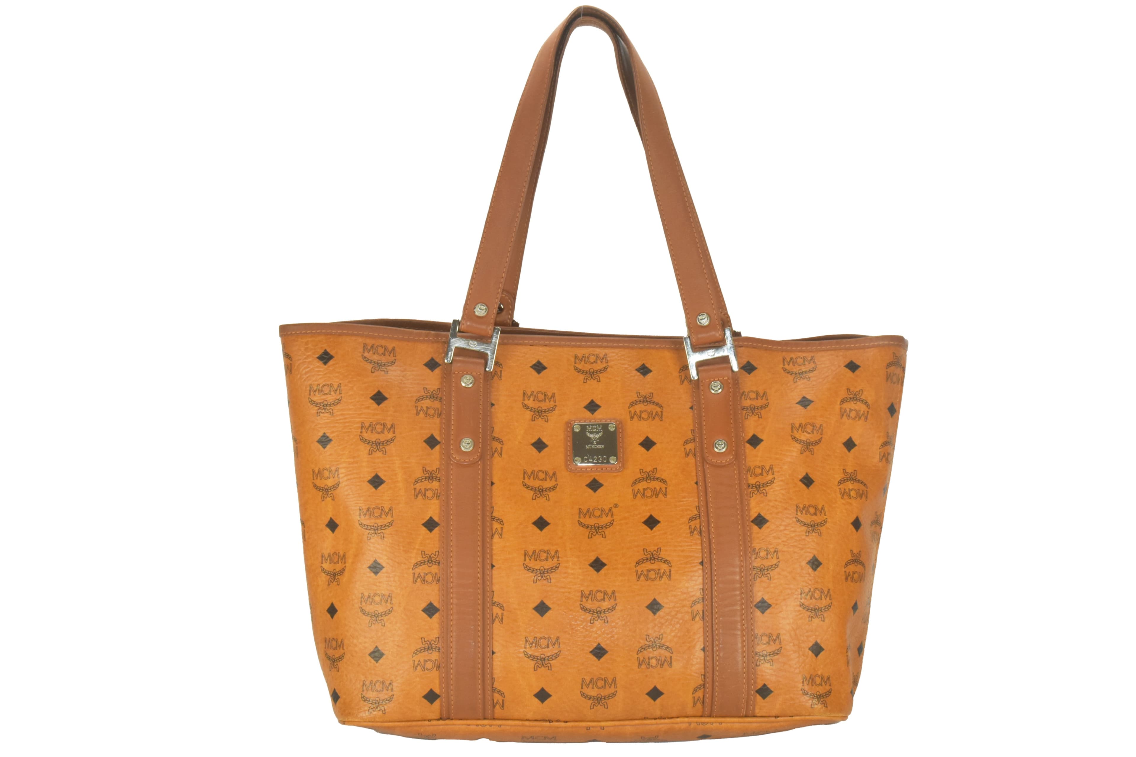 ✅ MCM SHOPPER SCHULTERTASCHE LEDERTASCHE TASCHE COGNAC LEDER 2730