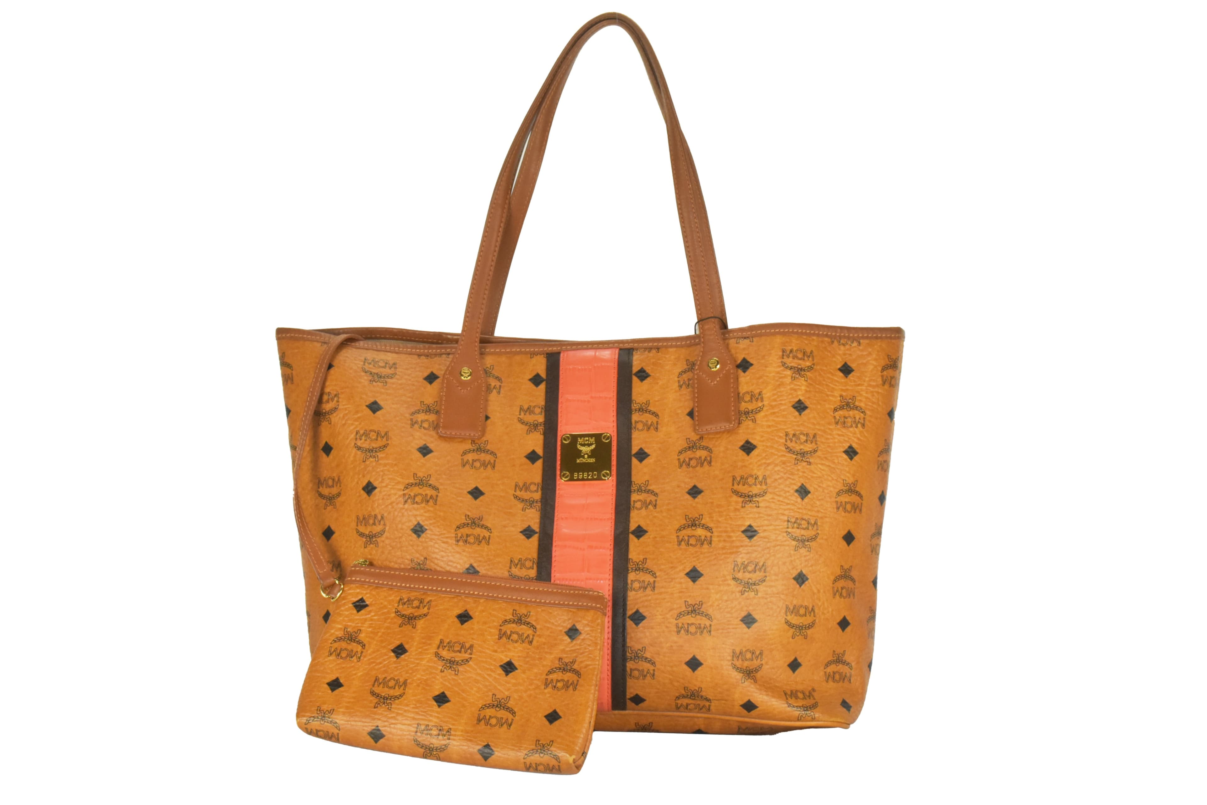 ✅ MCM SHOPPER SCHULTERTASCHE LEDERTASCHE TASCHE COGNAC LEDER 1606